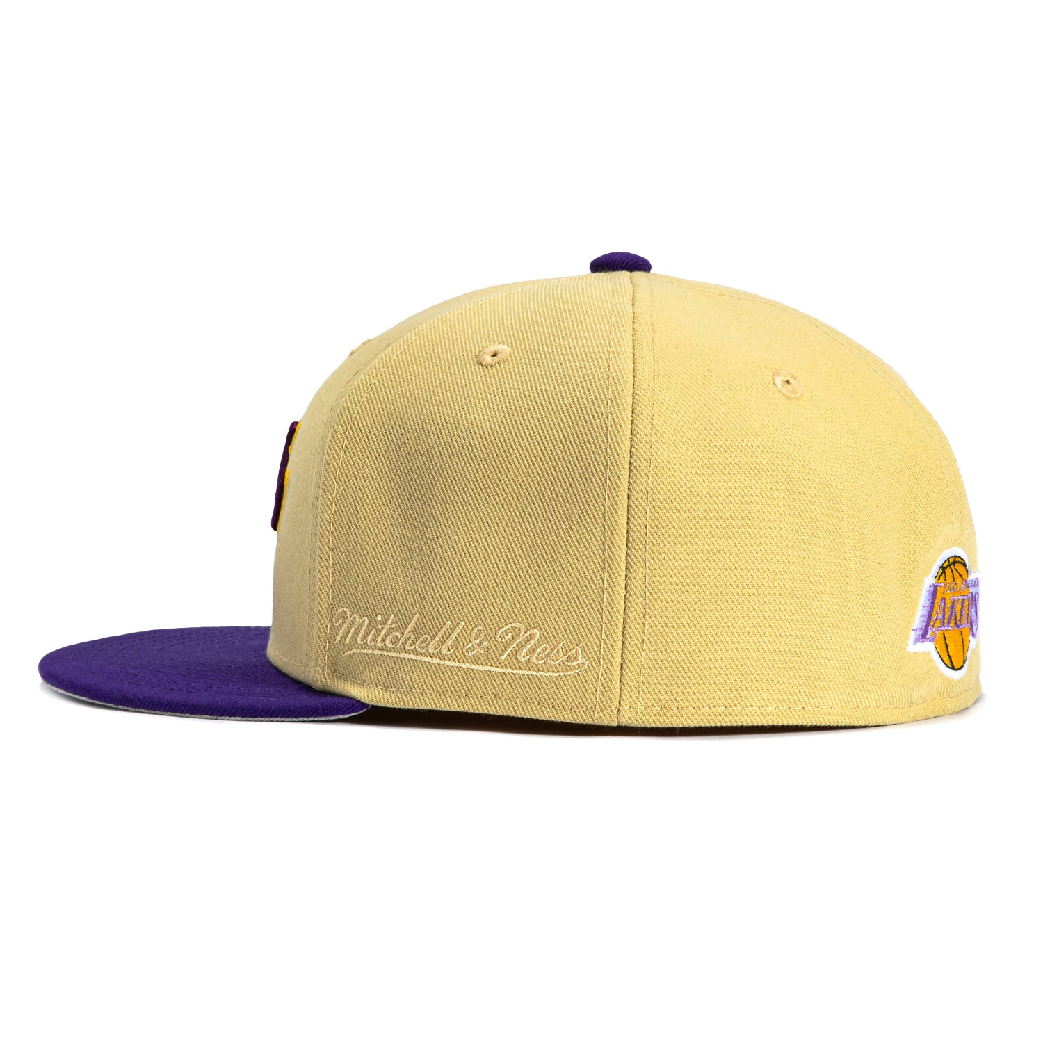 Mitchell & Ness Los Angeles Lakers 75th Anniversary Patch Hat - Tan, Purple