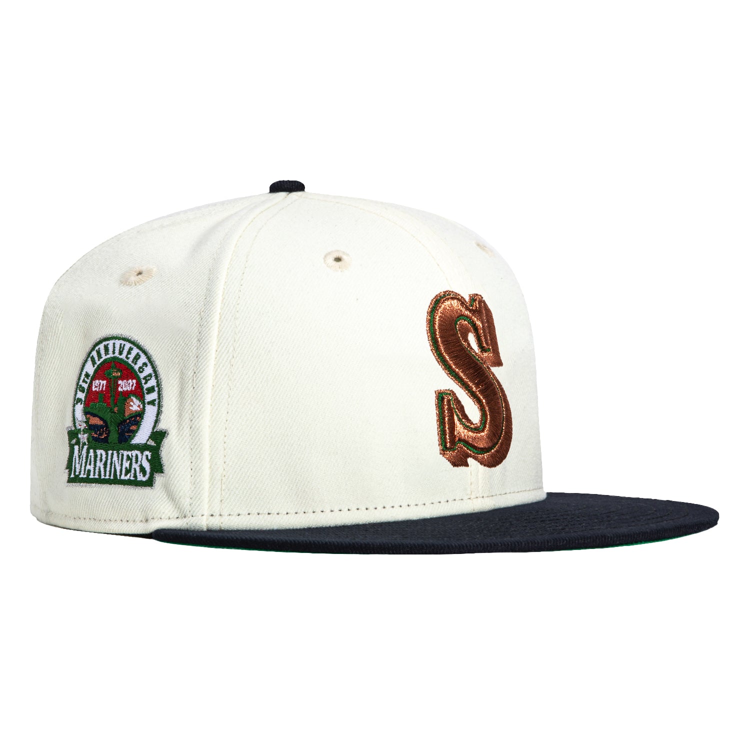 New Era 59Fifty Seattle Mariners 30th Anniversary Patch Hat - White, Navy, Metallic Copper, Green