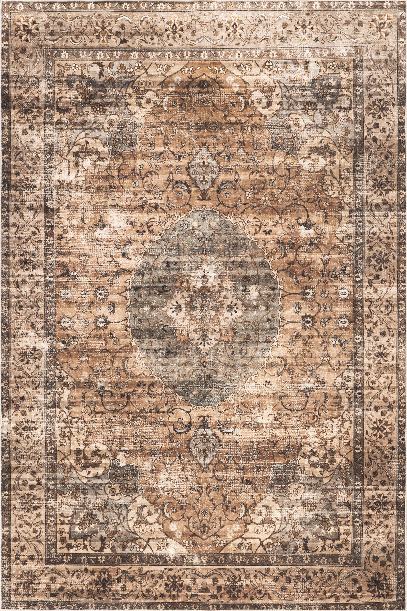 Rivka Medallion Spill Proof Washable Rug | Brown