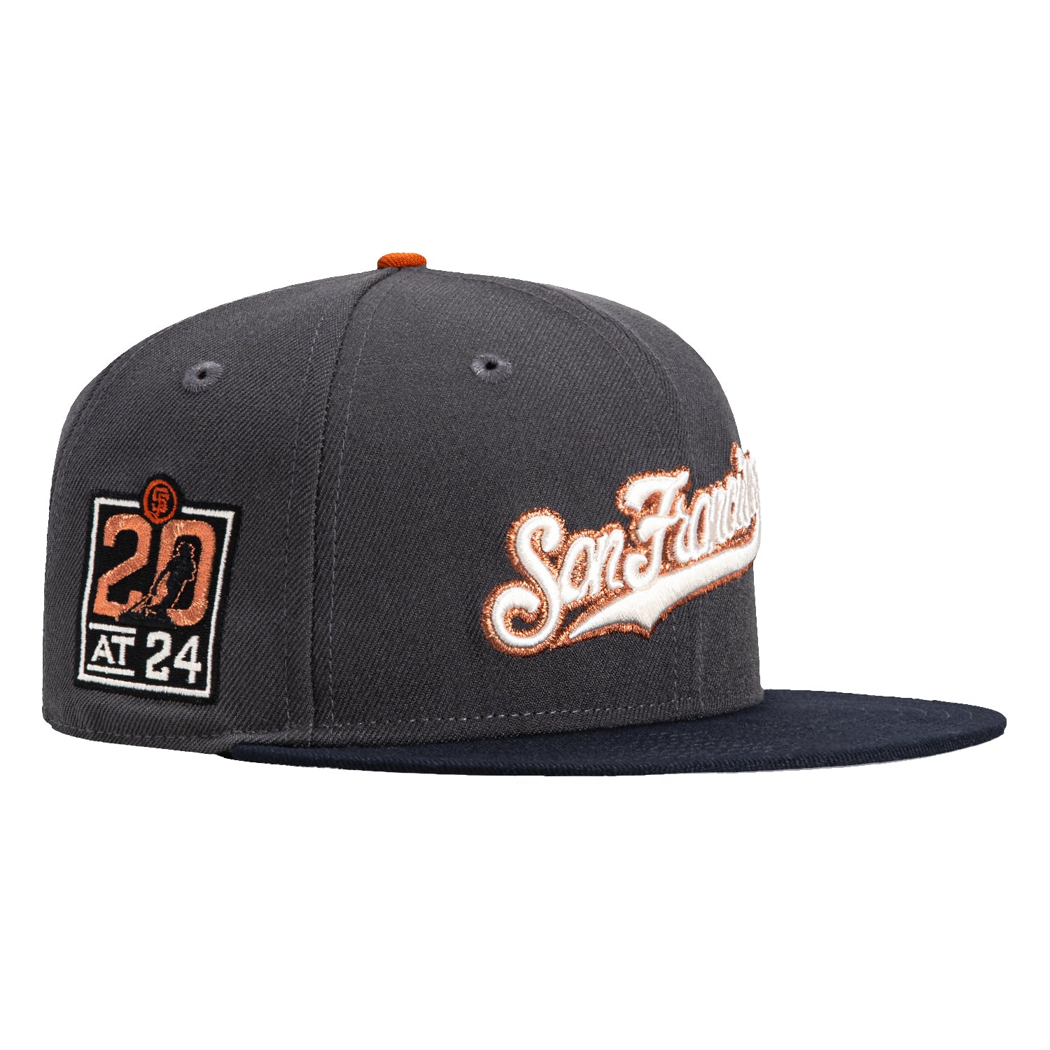 New Era 59Fifty San Francisco Giants 20th Anniversary Stadium Patch Script Hat - Graphite, Navy, Burnt Orange