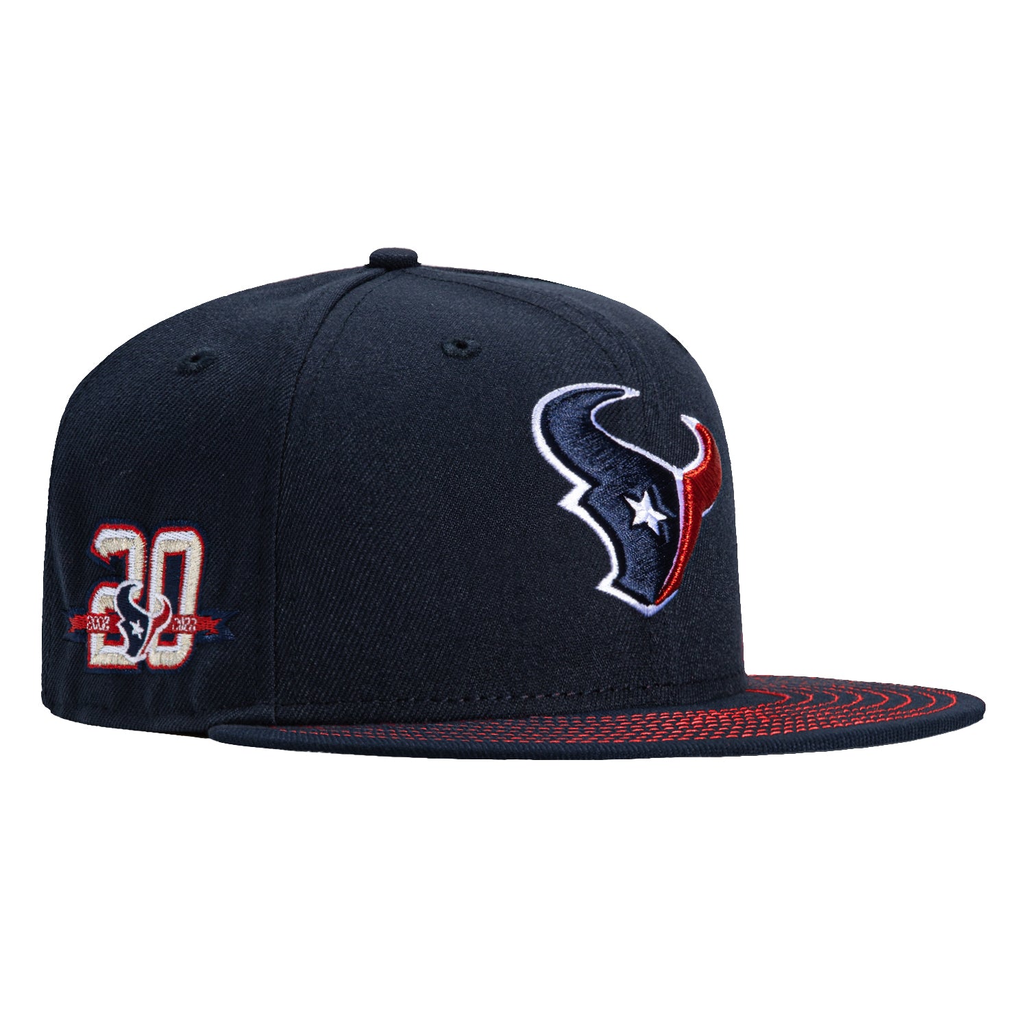 New Era 59Fifty Houston Texans 20th Anniversary Patch Red Contrast Stitch Hat - Navy