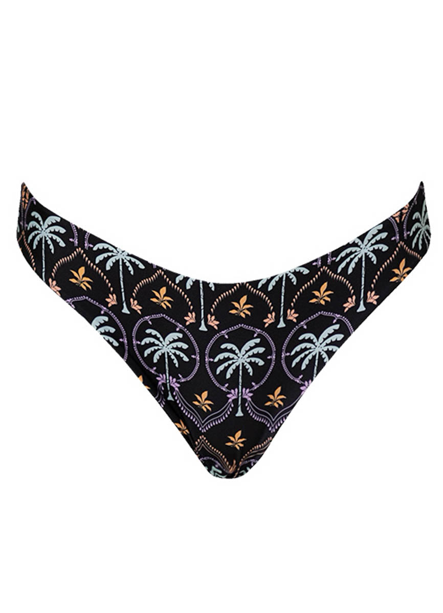 Maaji Midnight Palm Splendors Regular Rise Thin Side Bikini Bottom