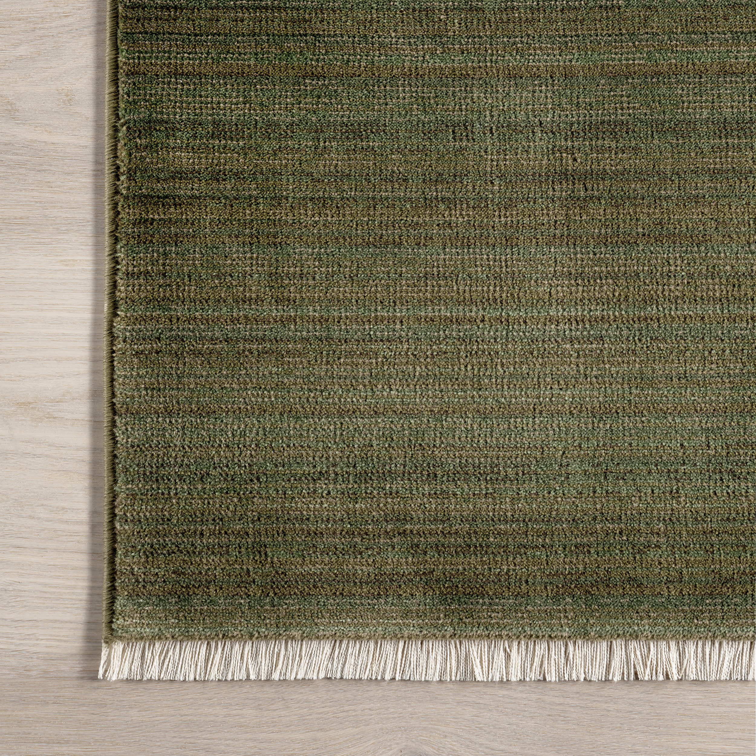 Lylah Solid Fringed Rug | Dark Sage