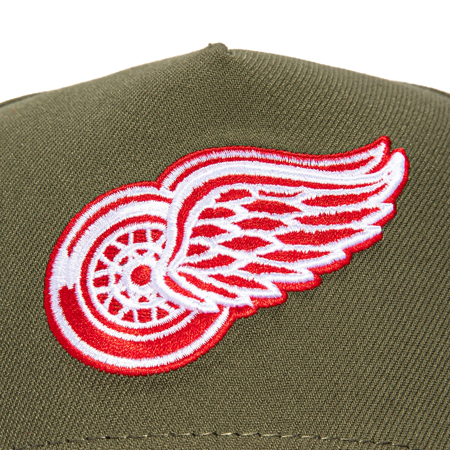 New Era 9Forty A-Frame Detroit Red Wings Logo Patch Snapback Hat - Olive, Cardinal