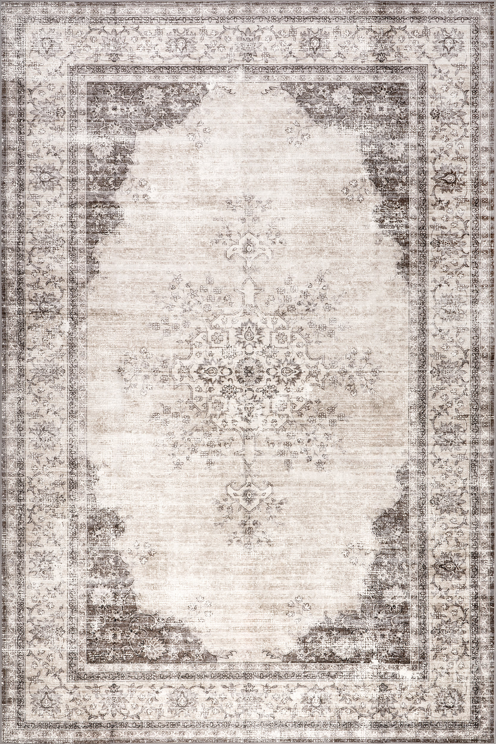 Rosewood Vintage Spill Proof Washable Rug | Ivory