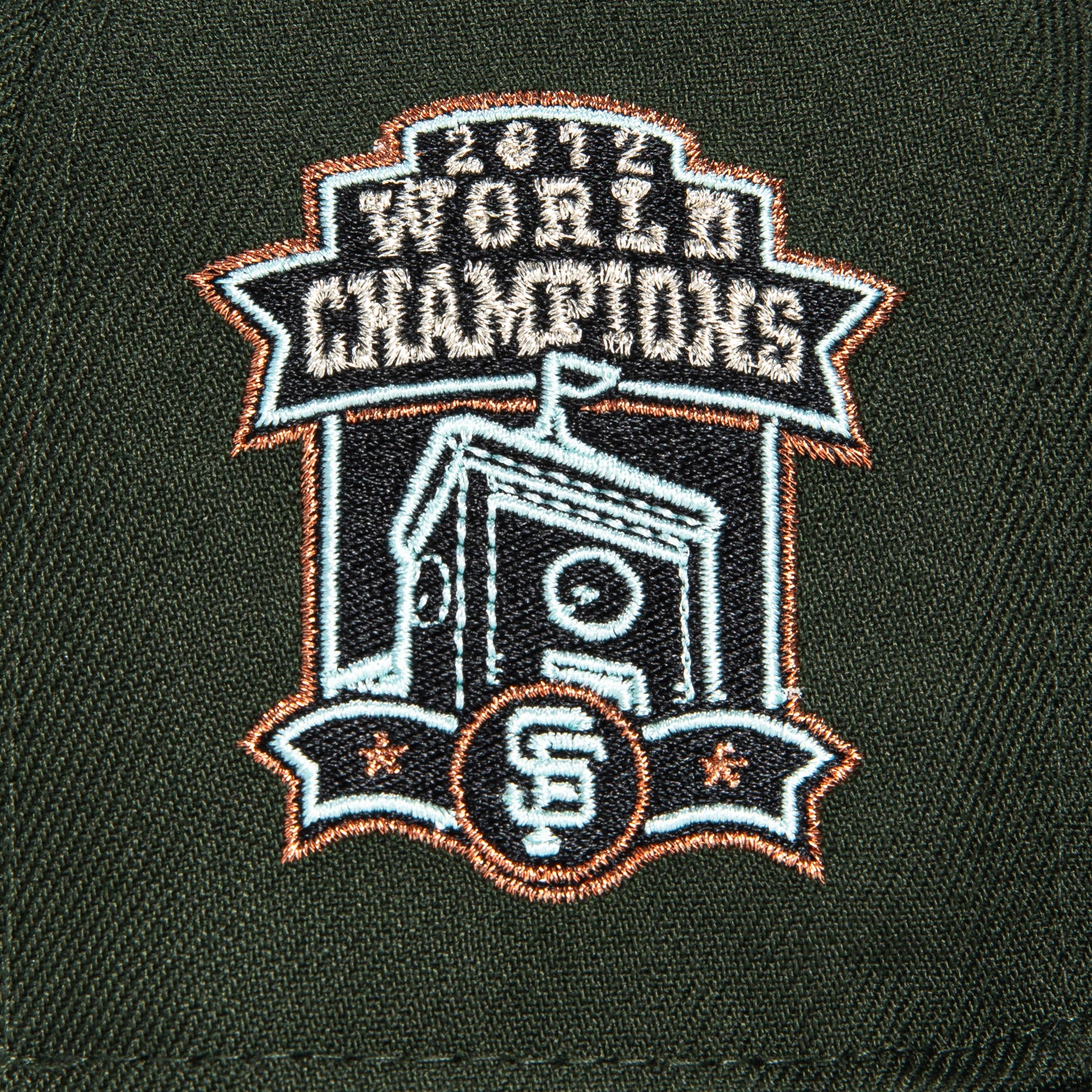 New Era 59Fifty San Francisco Giants 2012 World Series Champions Patch Hat - Green, White, Metallic Copper