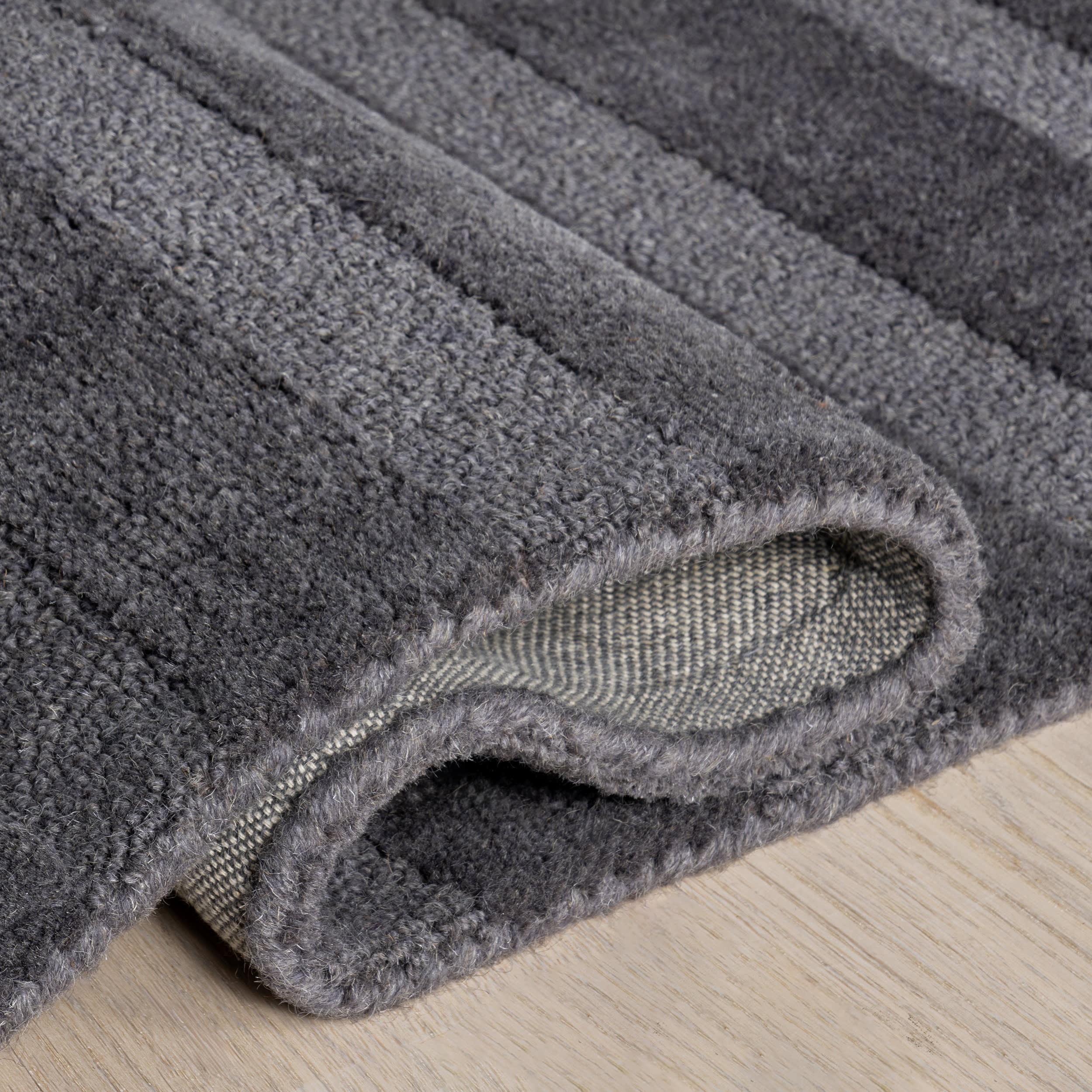 Vestry Striped Wool Rug | Charcoal