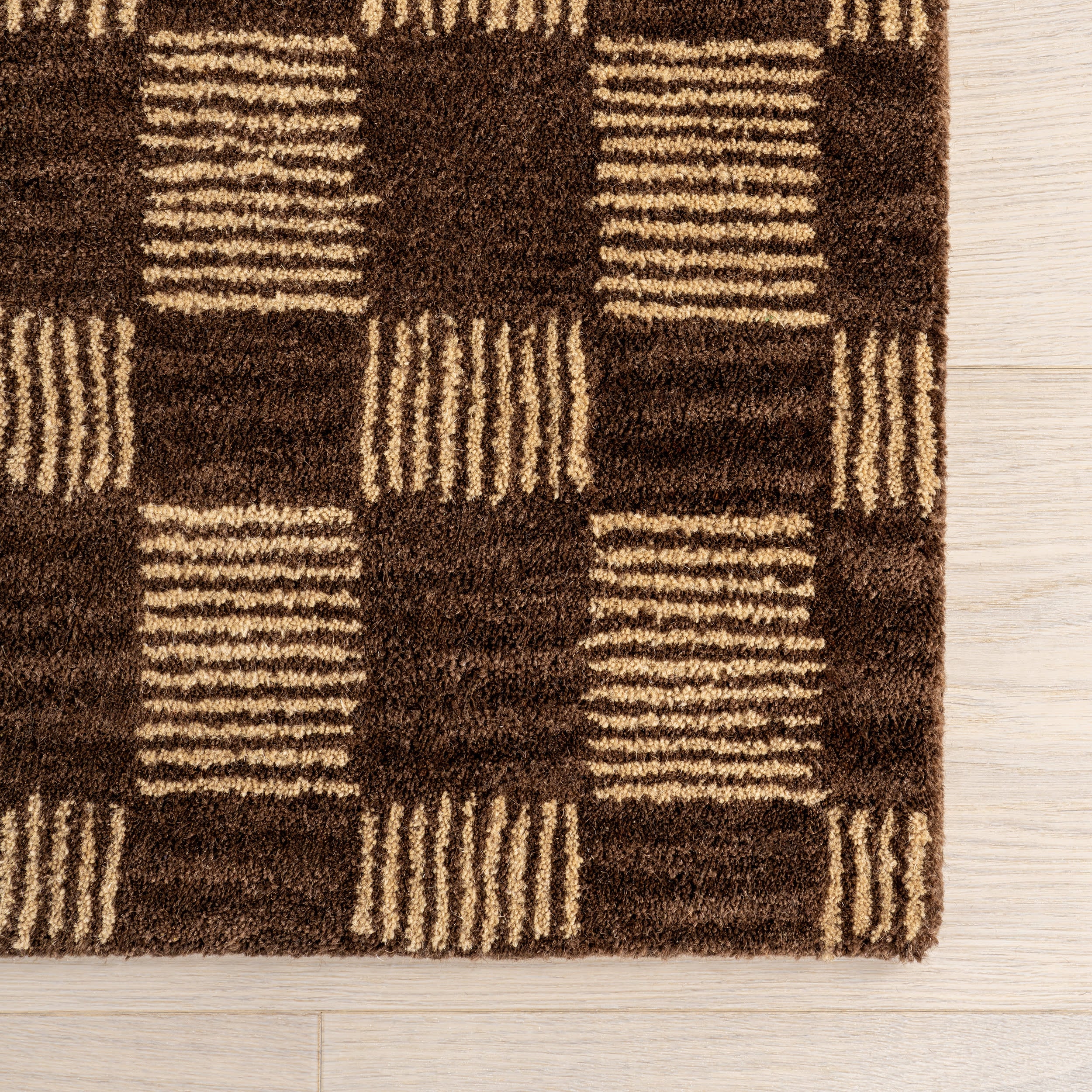 Quince Checked Wool Rug | Brown