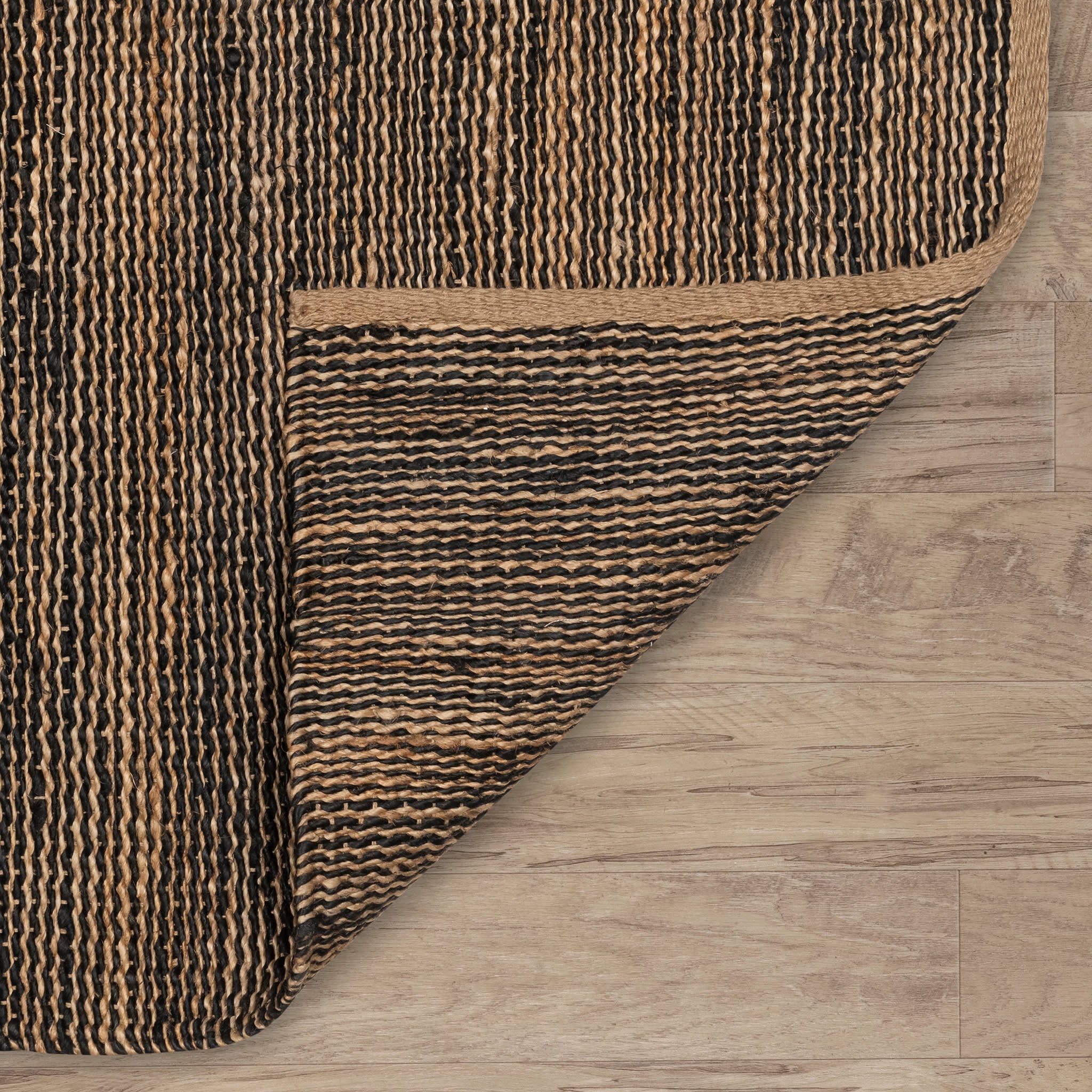 Striped Black/Natural Handwoven Jute Rug