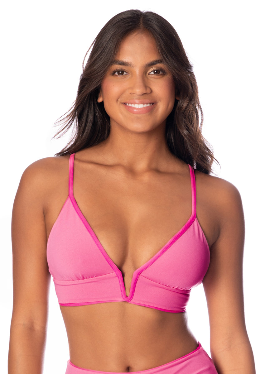 Maaji Radiant Pink Parade Long Line Triangle Bikini Top