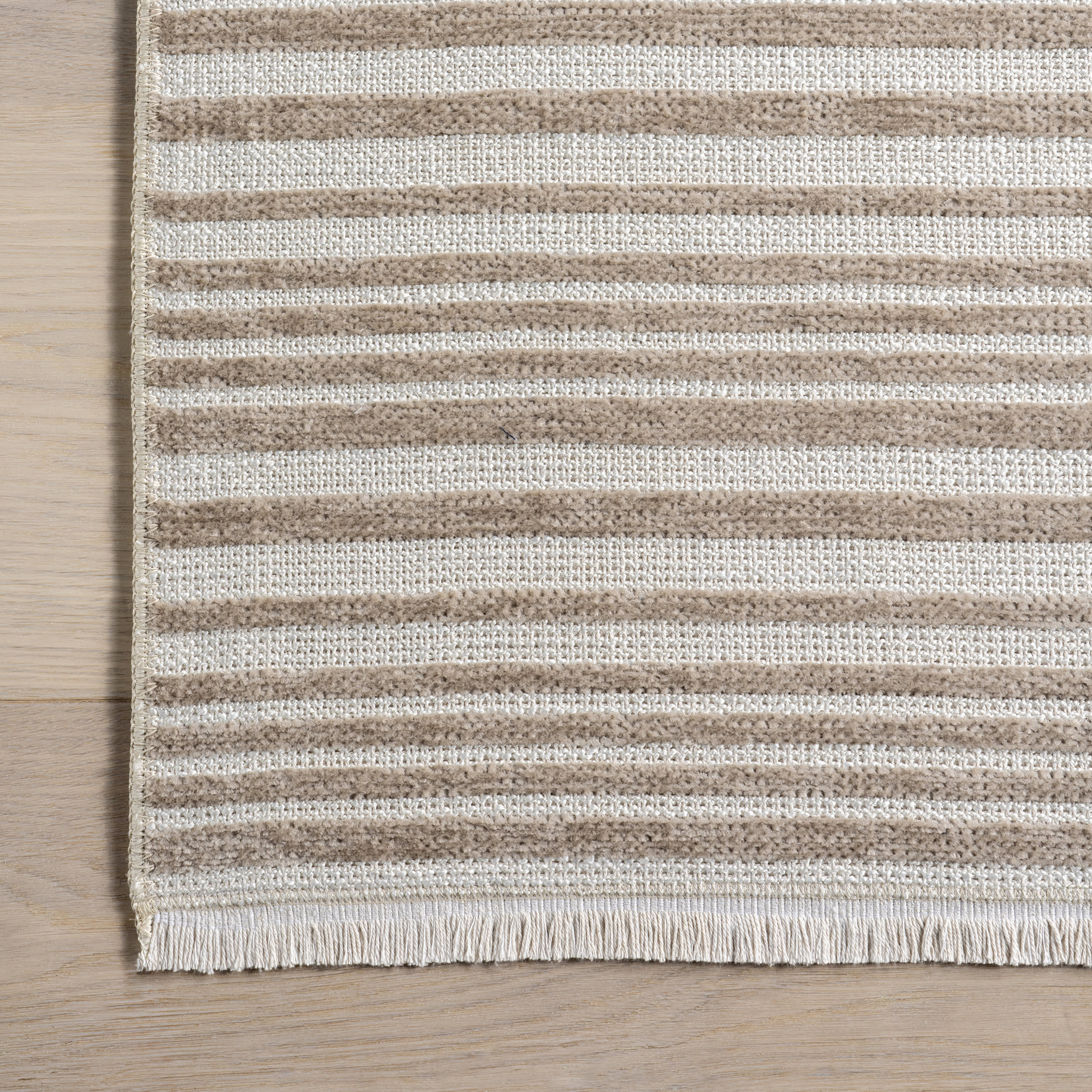 Melany Striped Reversible Washable Rug | Taupe