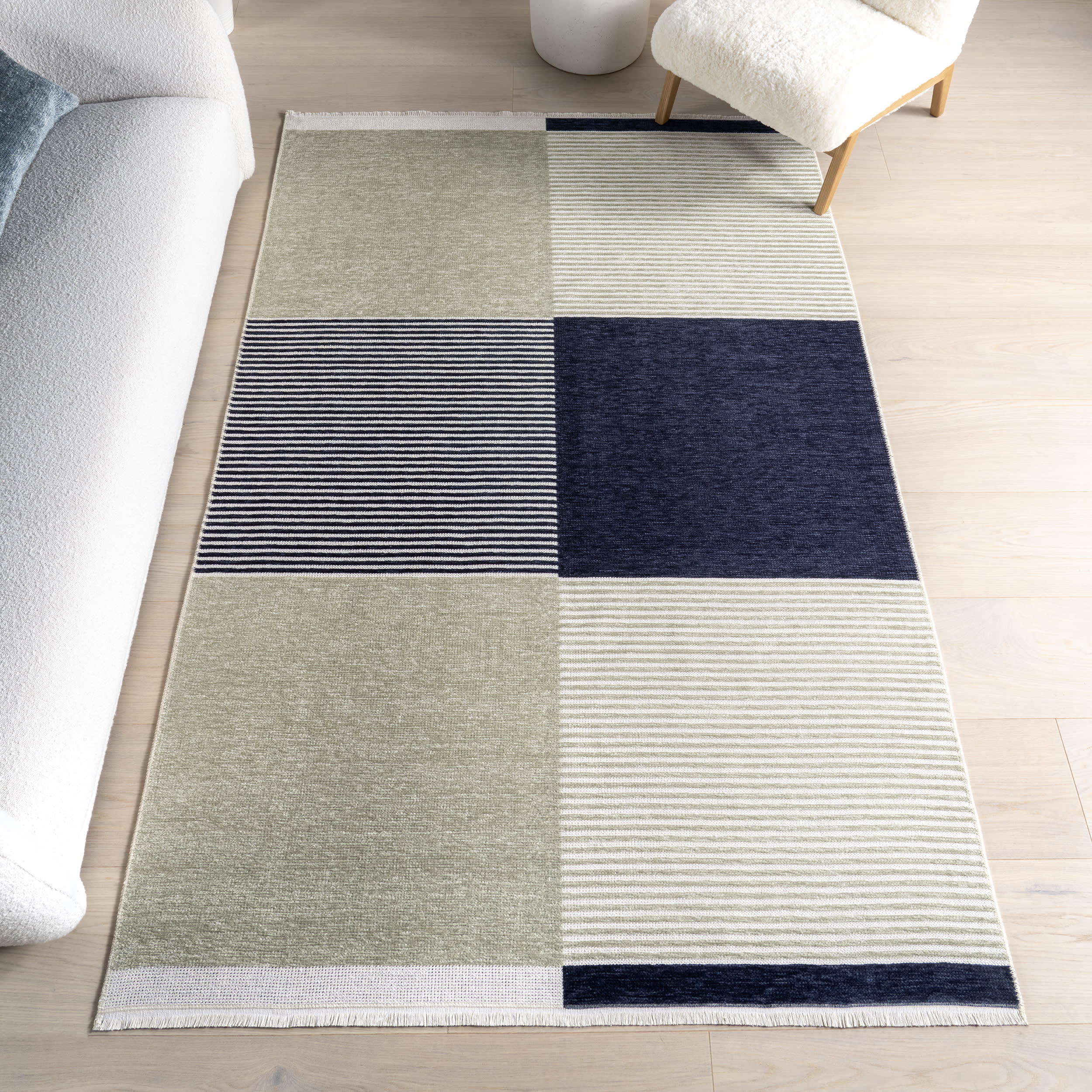 Skye Color Block Reversible Washable Rug | Multicolor