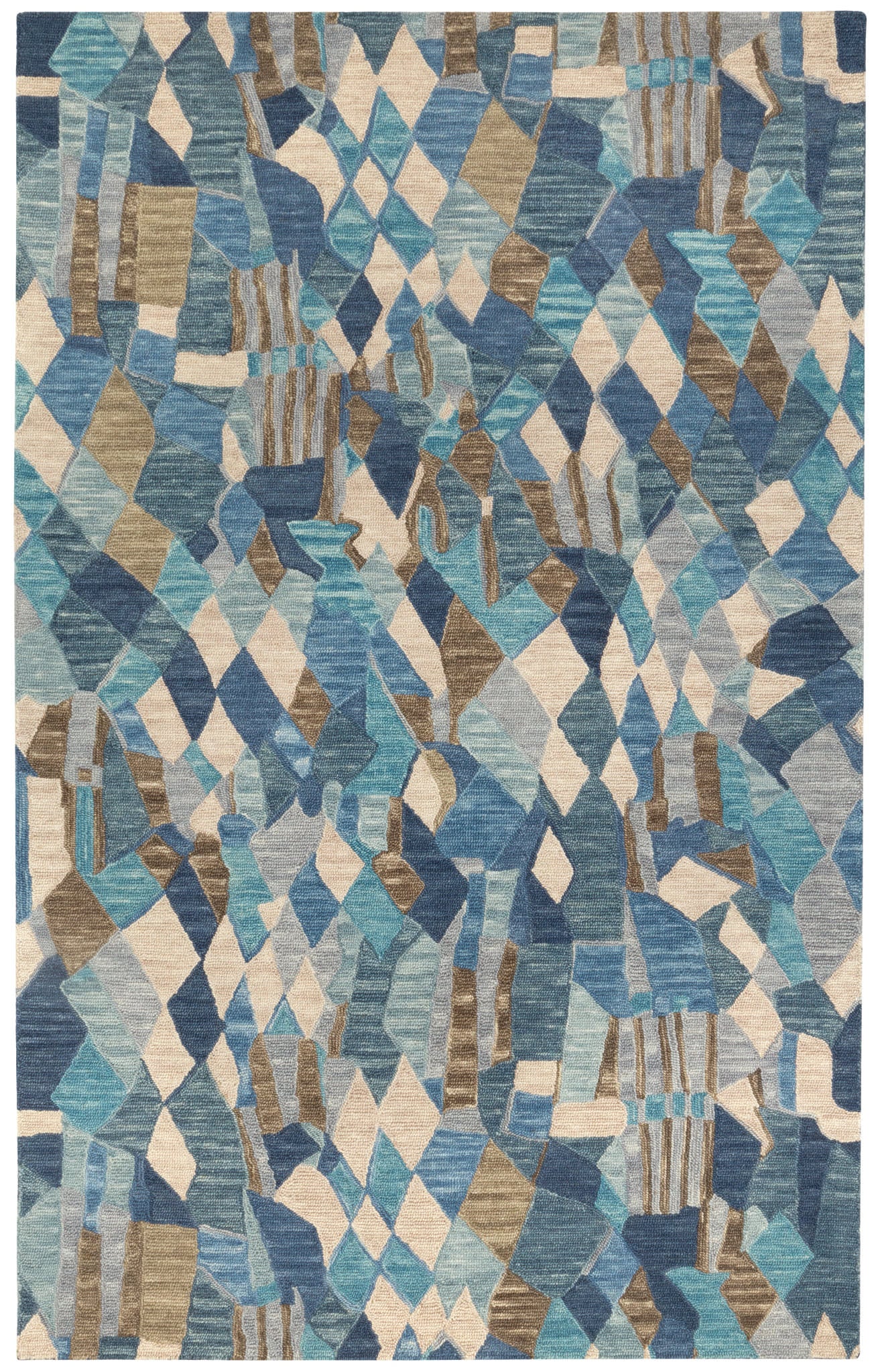 Deer Leap Blue Hand Hooked Wool Rug