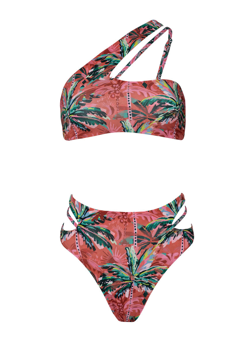 Maaji Flame Palms Eris High Rise Double Tab Side Bikini Bottom