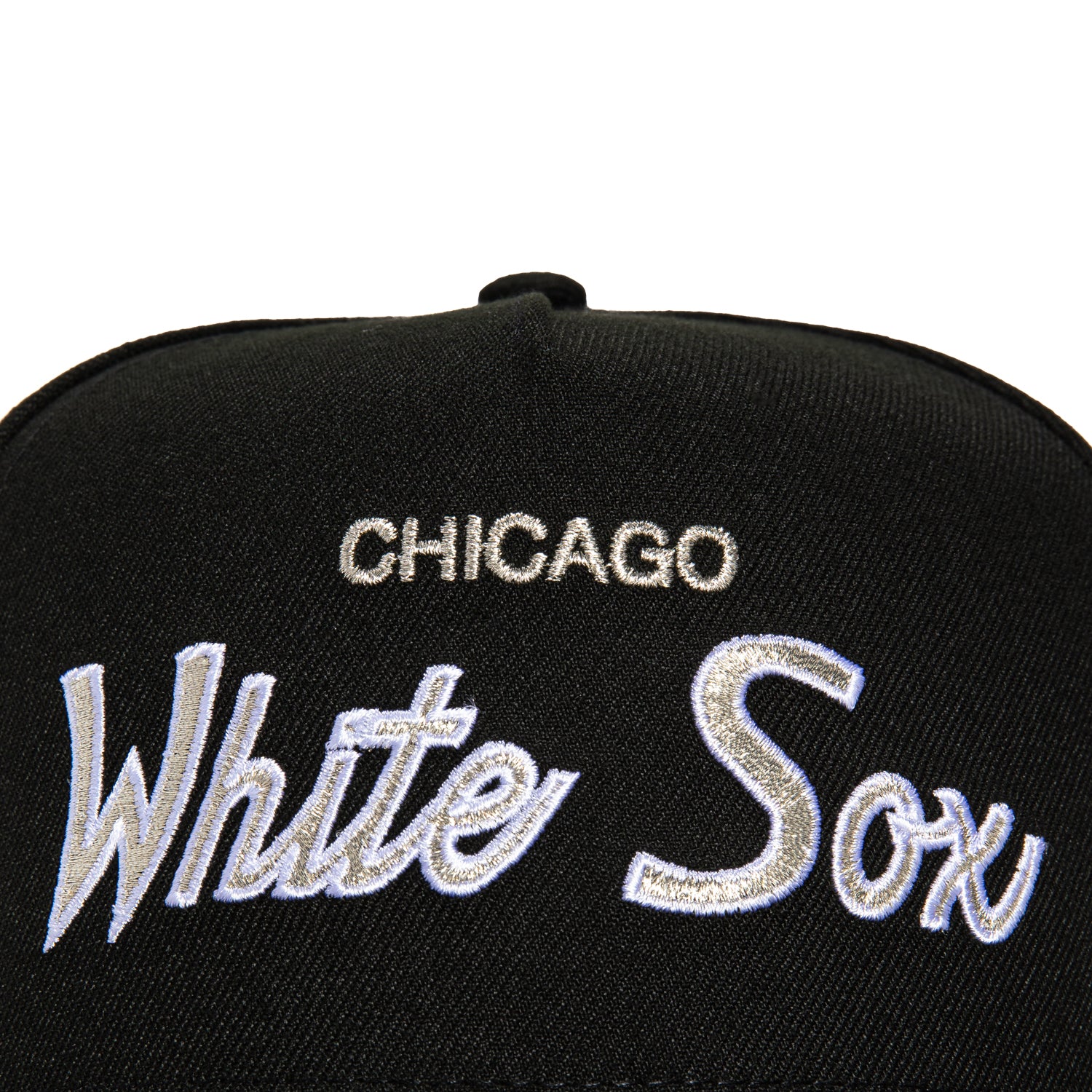 New Era 9Fifty A-Frame Chicago White Sox Logo Patch Script Snapback Hat - Black