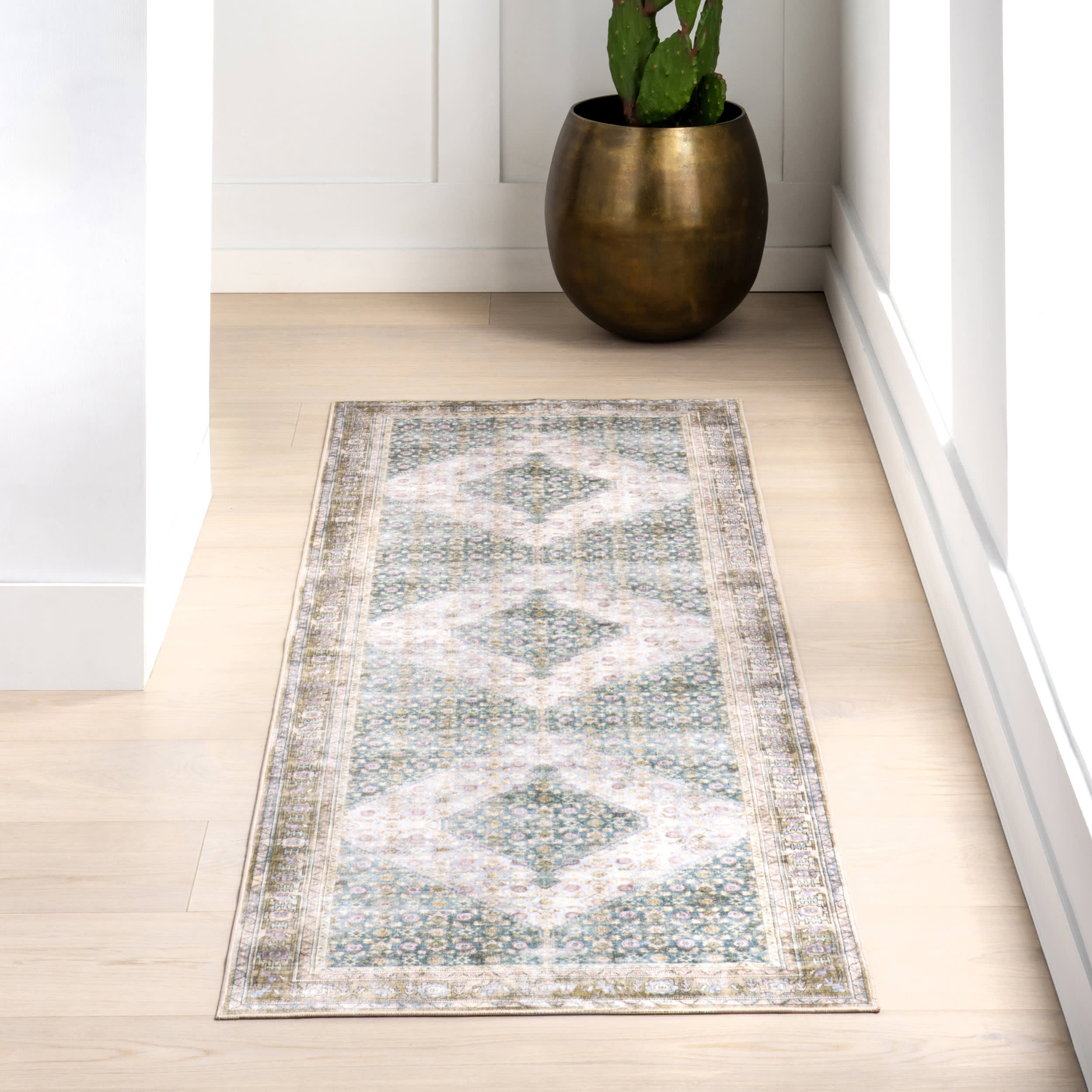 Elia Medallion Washable Rug | Teal