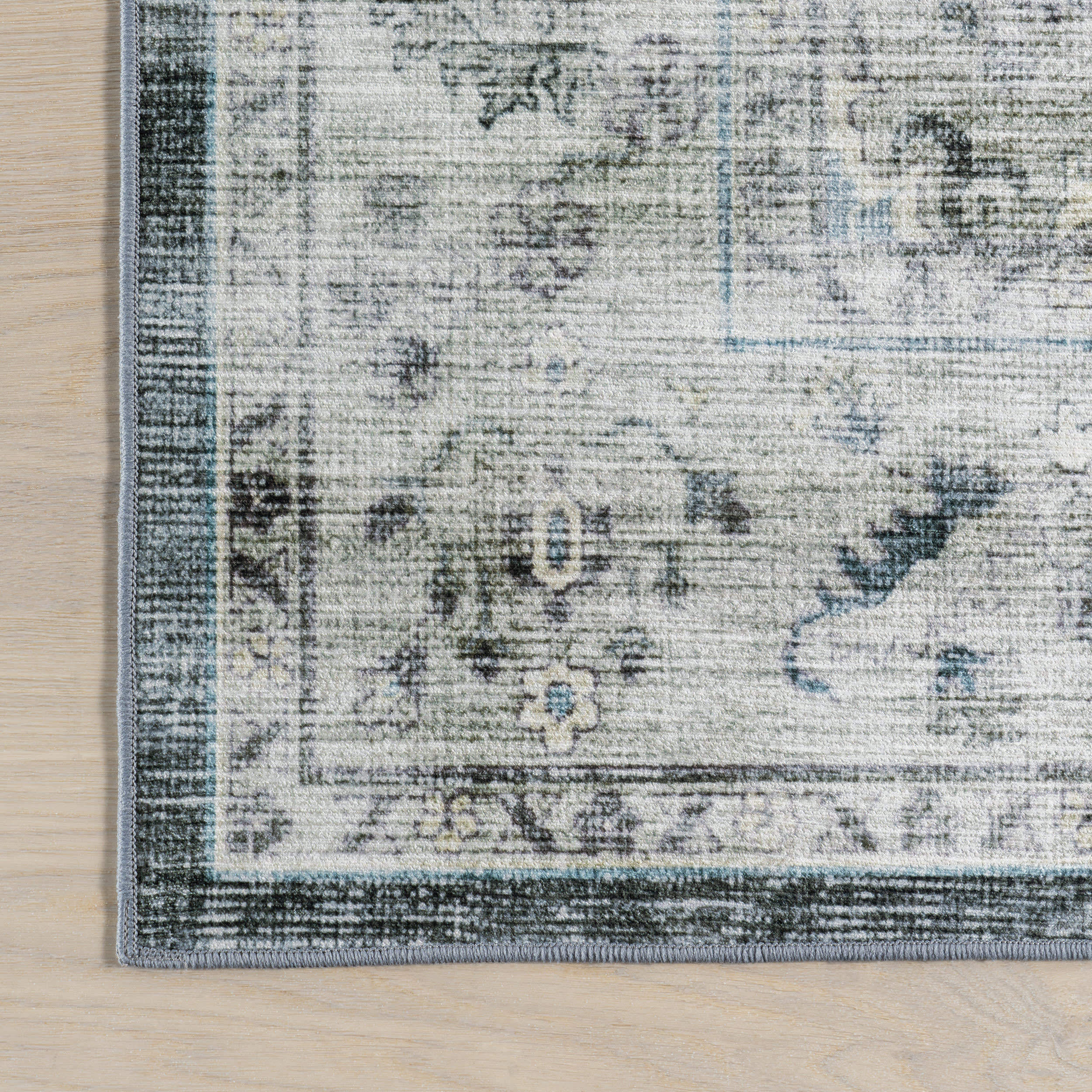 Kairi Medallion Spill Proof Washable Rug | Slate Blue