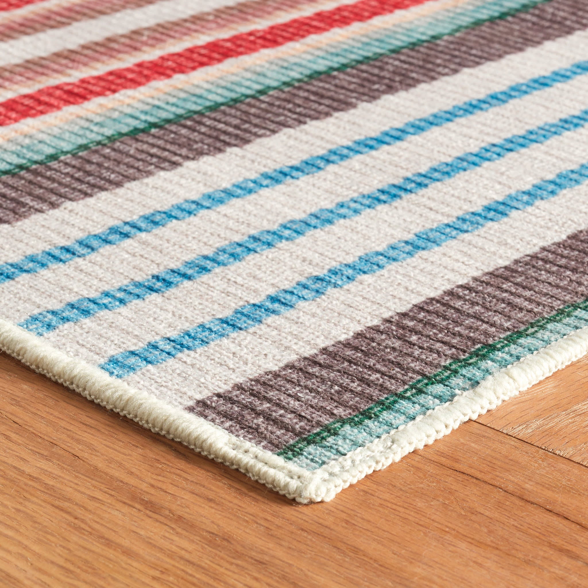 Ranch Stripe Multi Machine Washable Rug