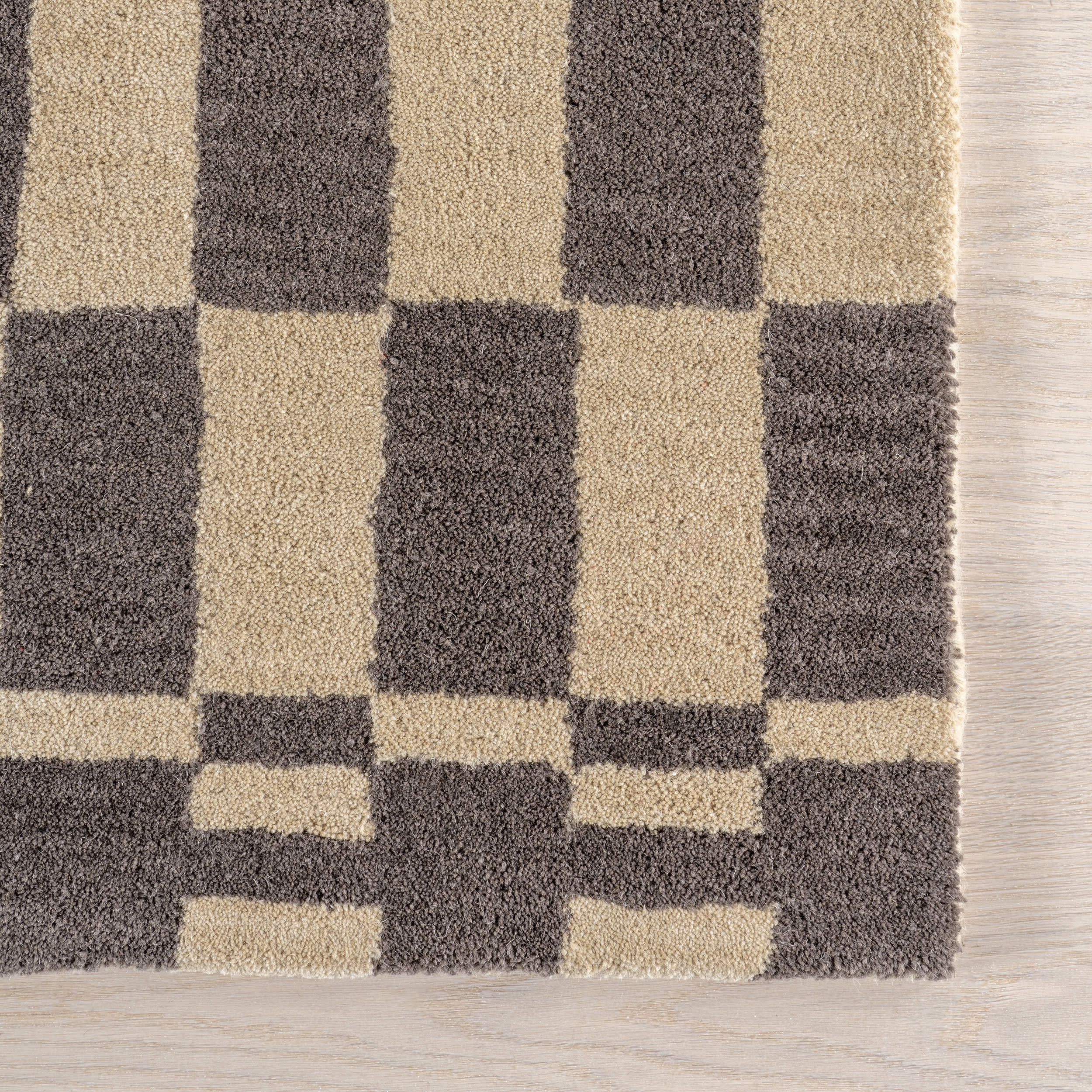 Kai Checkerboard Wool Rug | Grey