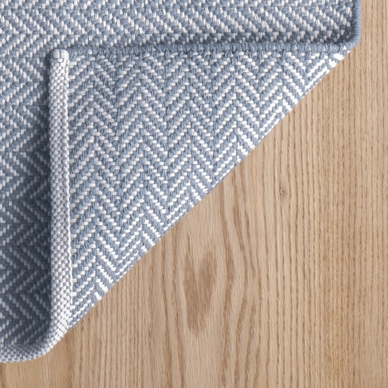 Herringbone Swedish Blue Handwoven Cotton Rug