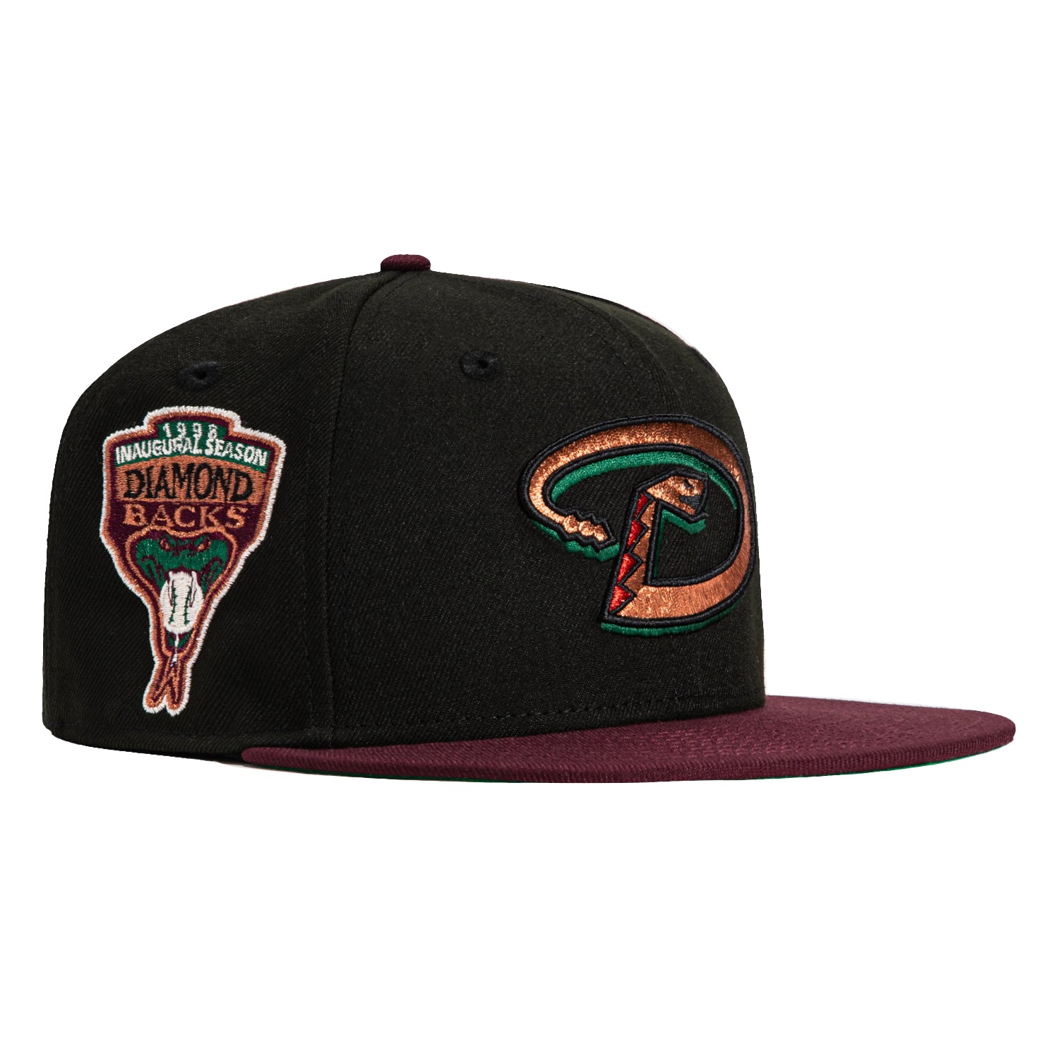 New Era 59Fifty Arizona Diamondbacks Inaugural Patch D Hat - Black, Maroon, Metallic Copper