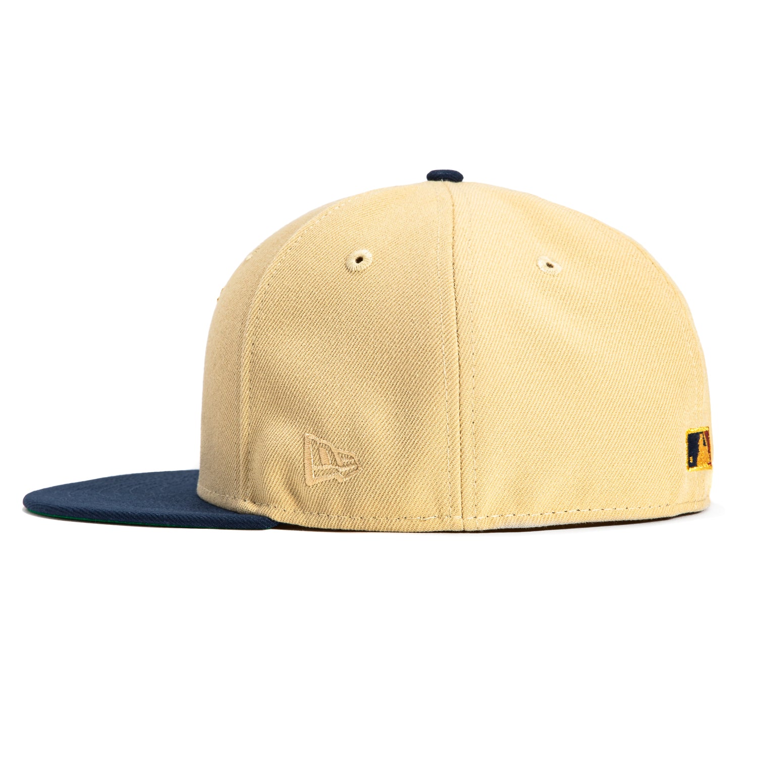 New Era 59Fifty Cleveland Guardians Jacobs Field Patch I Hat - Tan, Navy, Metallic Gold