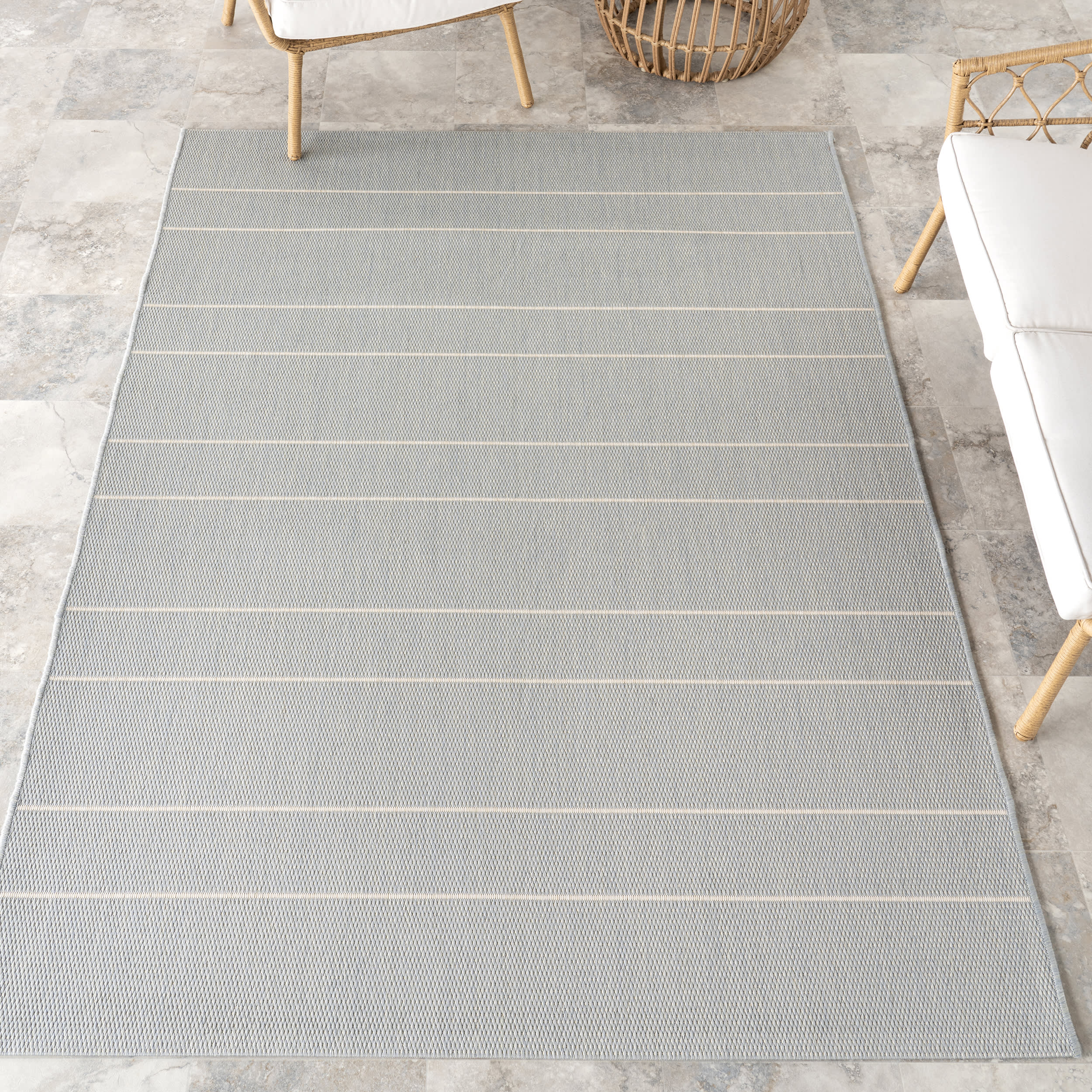 Venetian Pinstripes Indoor/Outdoor Rug | Slate Blue