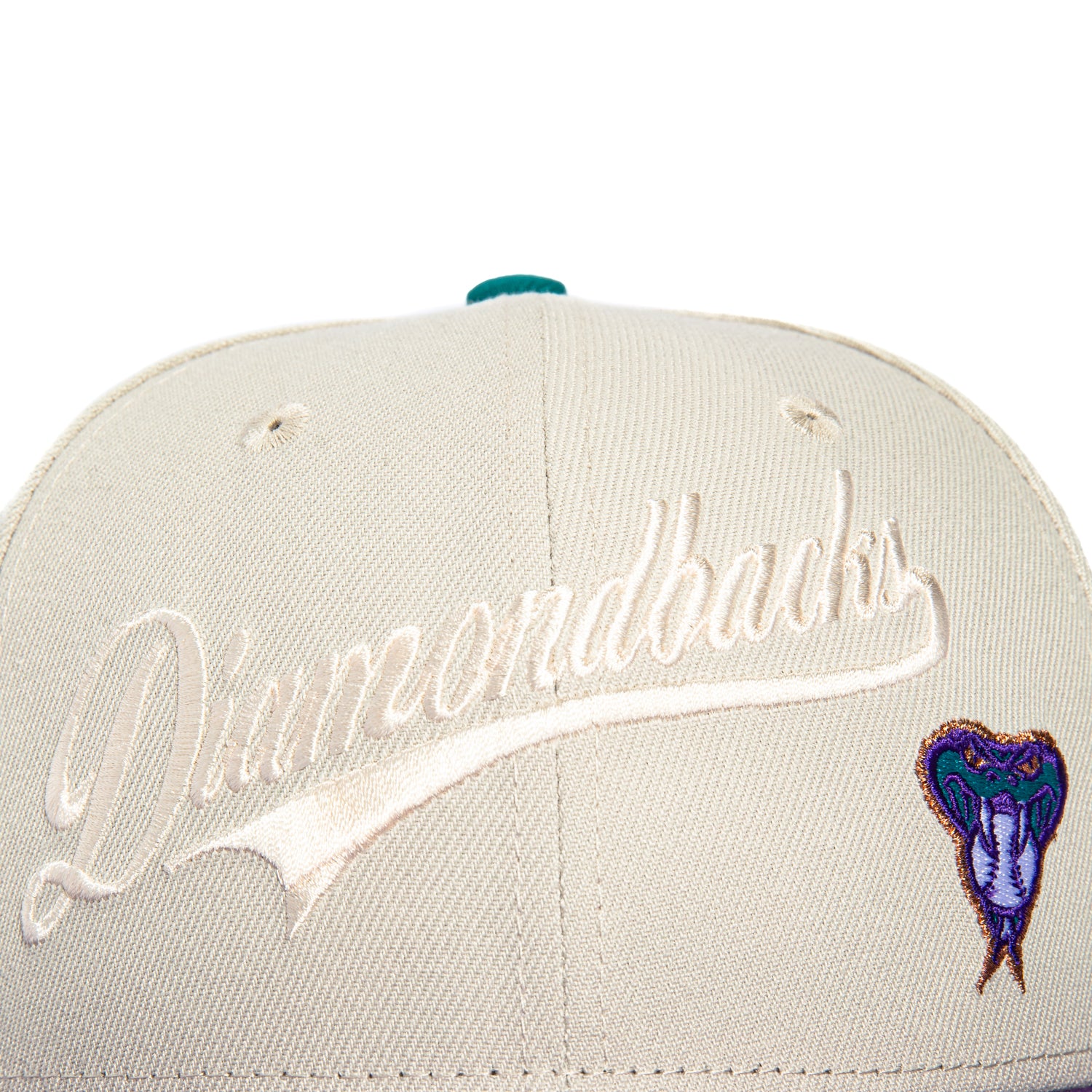 New Era 59Fifty Flawless Script Arizona Diamondbacks 20th Anniversary Champions Patch Hat - Stone, Purple