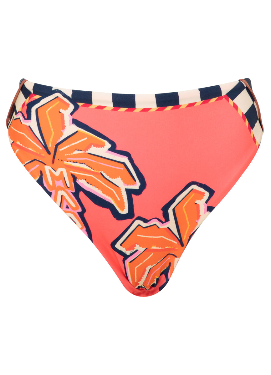 Maaji Racing Palms Opal High Rise Classic Bikini Bottom