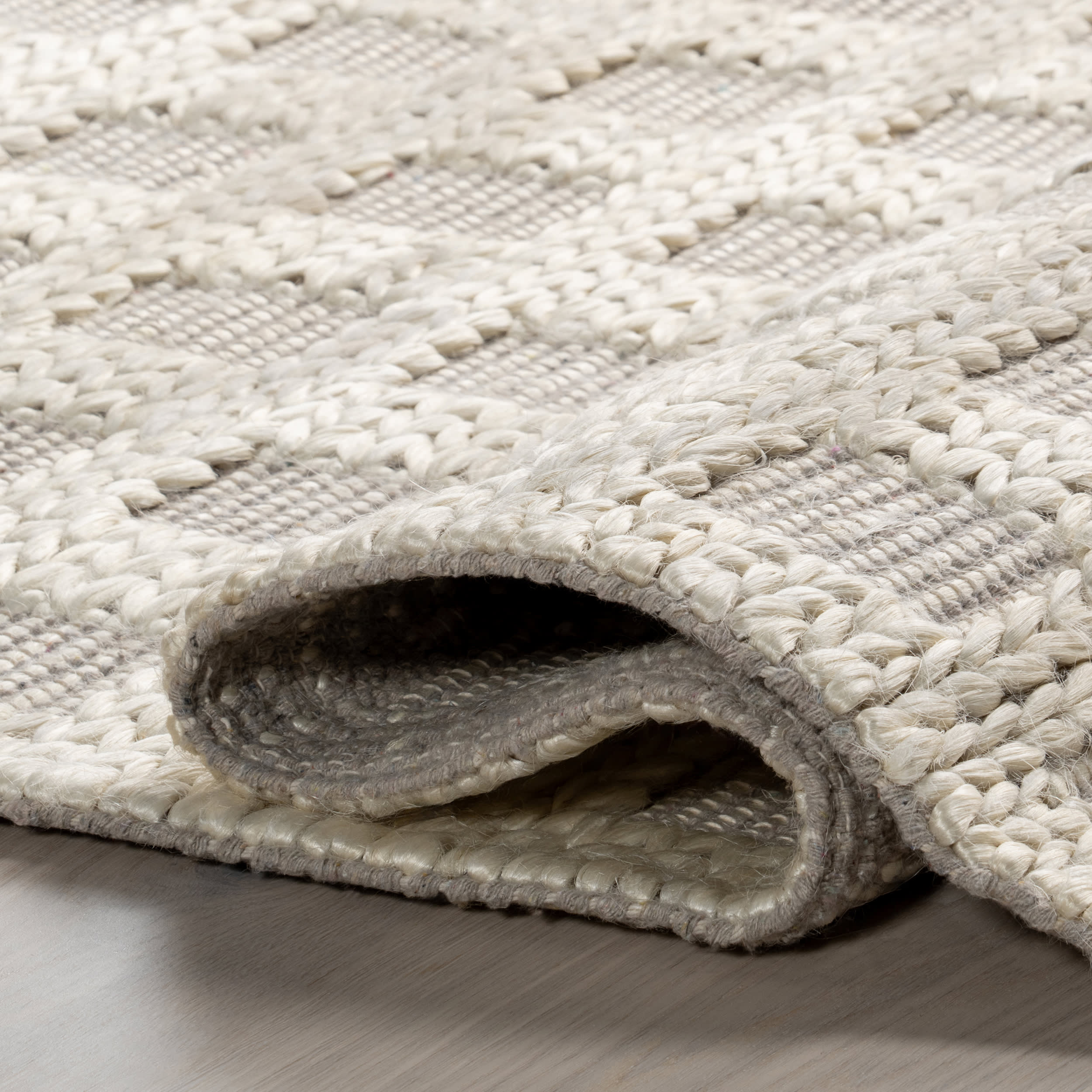 Lennon Checkered Hand Braided Jute Rug | Ivory