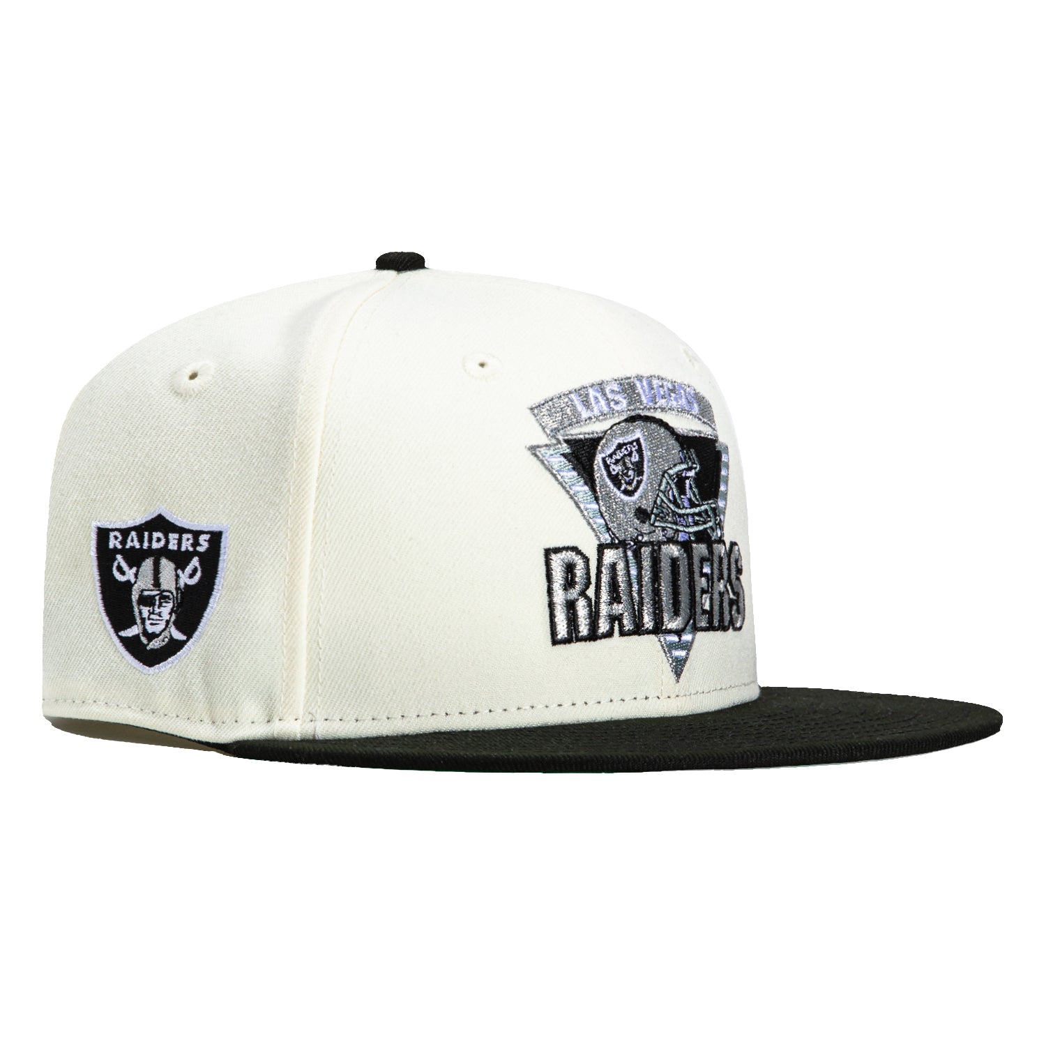 New Era 59Fifty Las Vegas Raiders Logo Patch Triangle Hat - White, Black