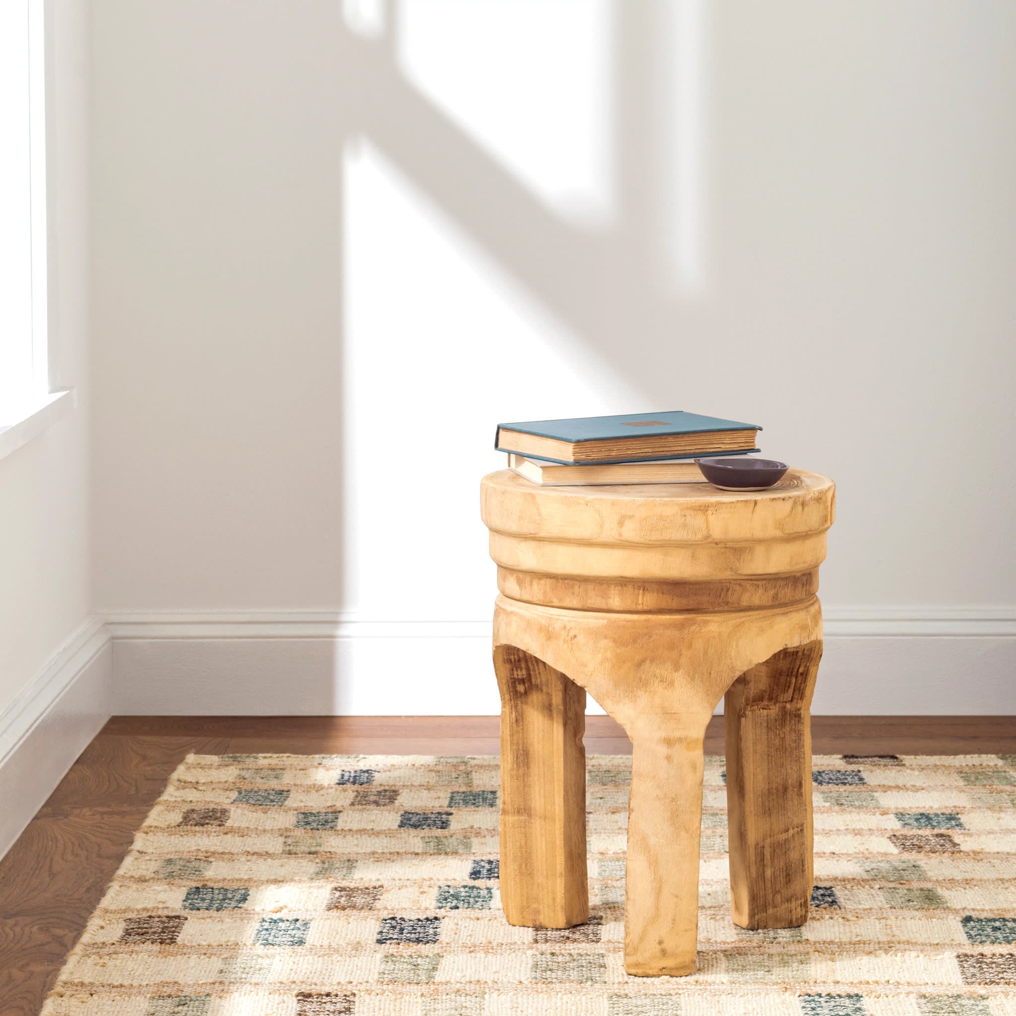 Mosaic Blue Handwoven Jute Rug