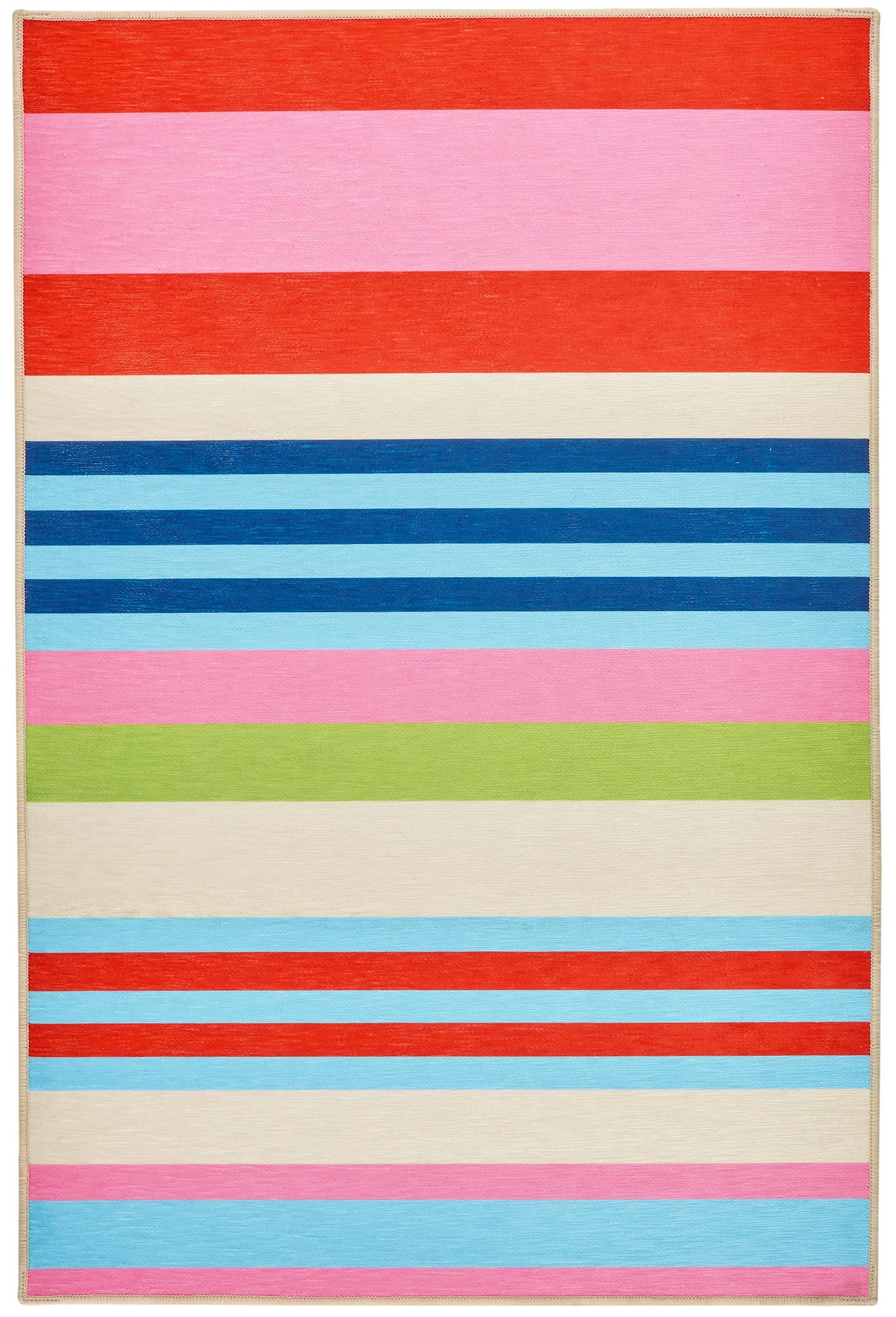 Beach Stripe Multi Machine Washable Rug