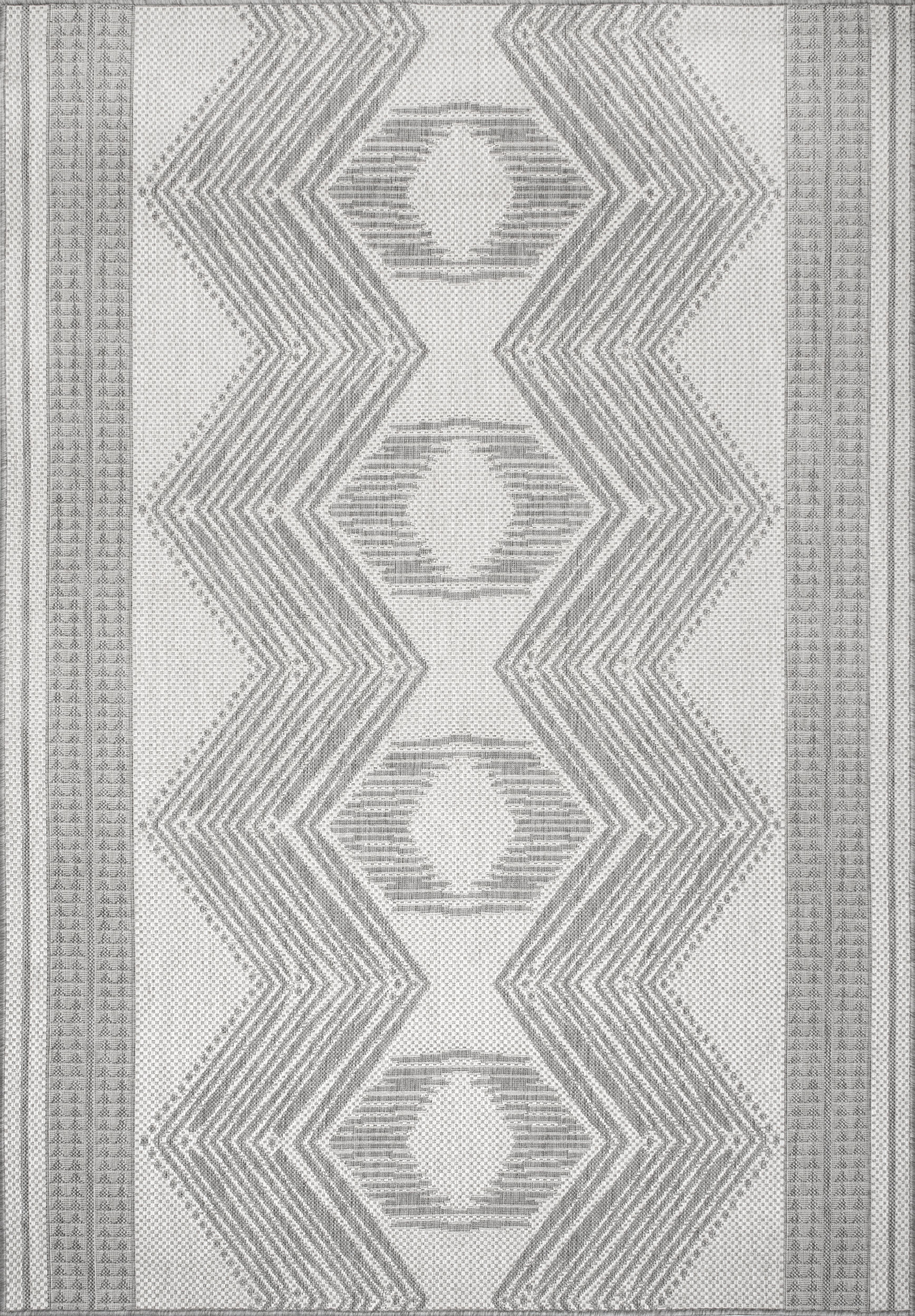 Iris Totem Indoor/Outdoor Flatweave Rug | Light Grey