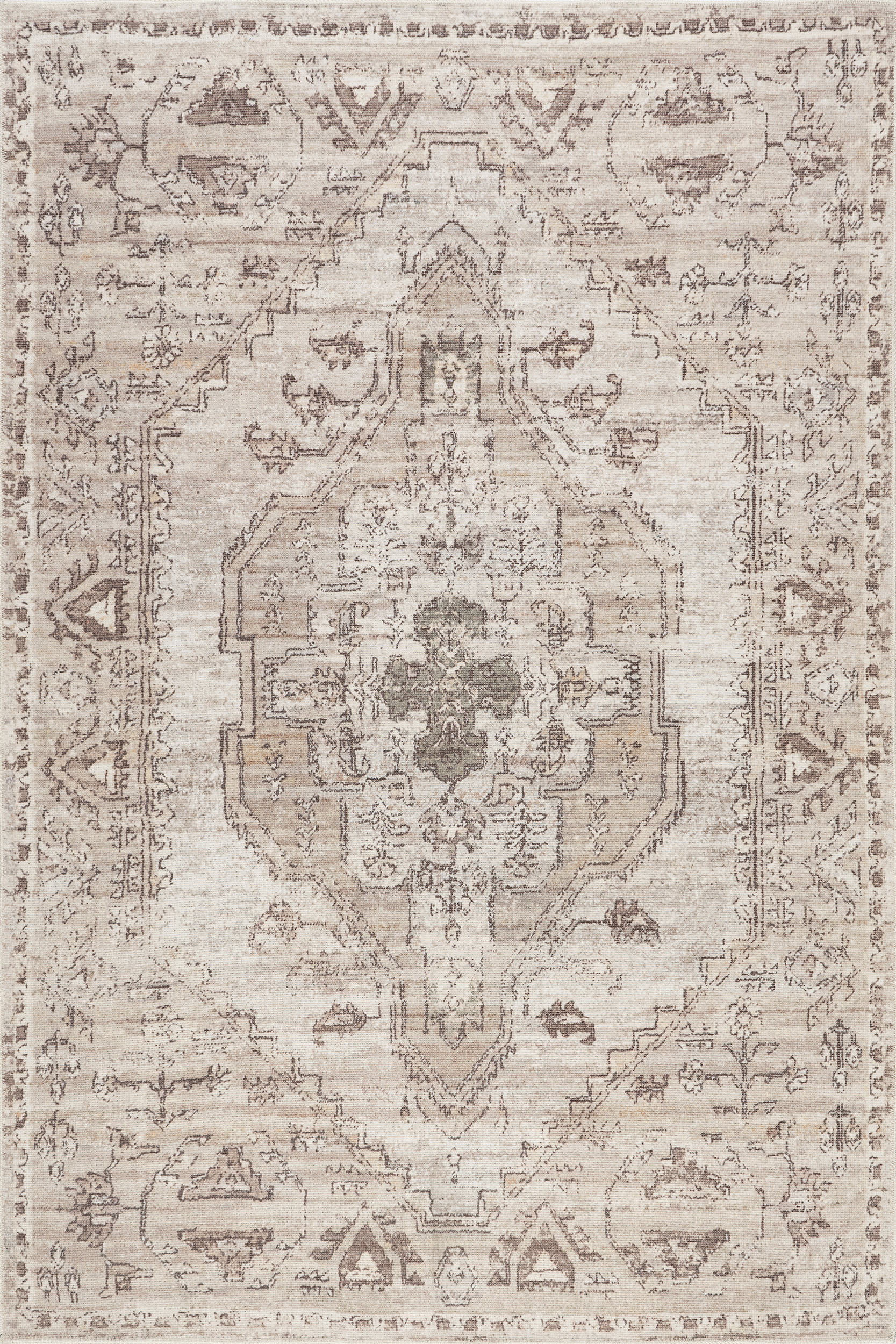 Hana Medallion Washable Rug | Taupe