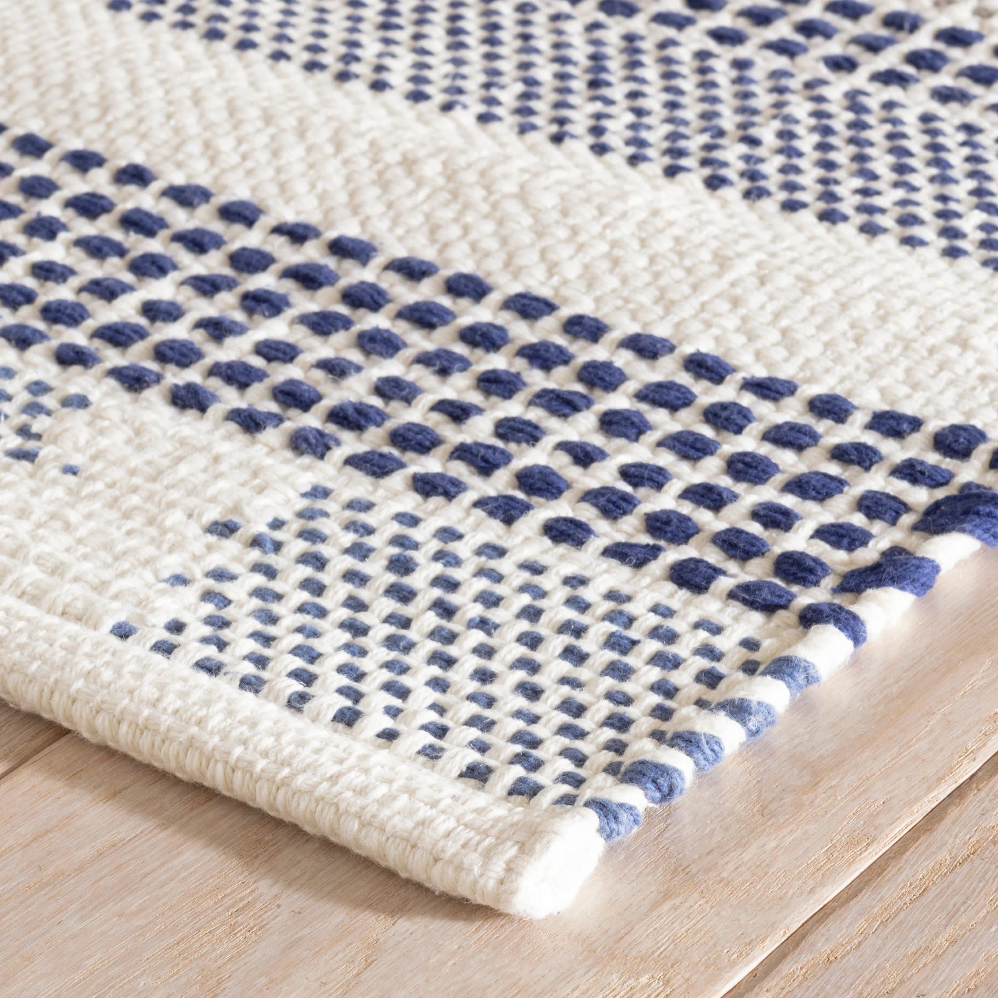 Tread Lightly Navy Handwoven Cotton Rug