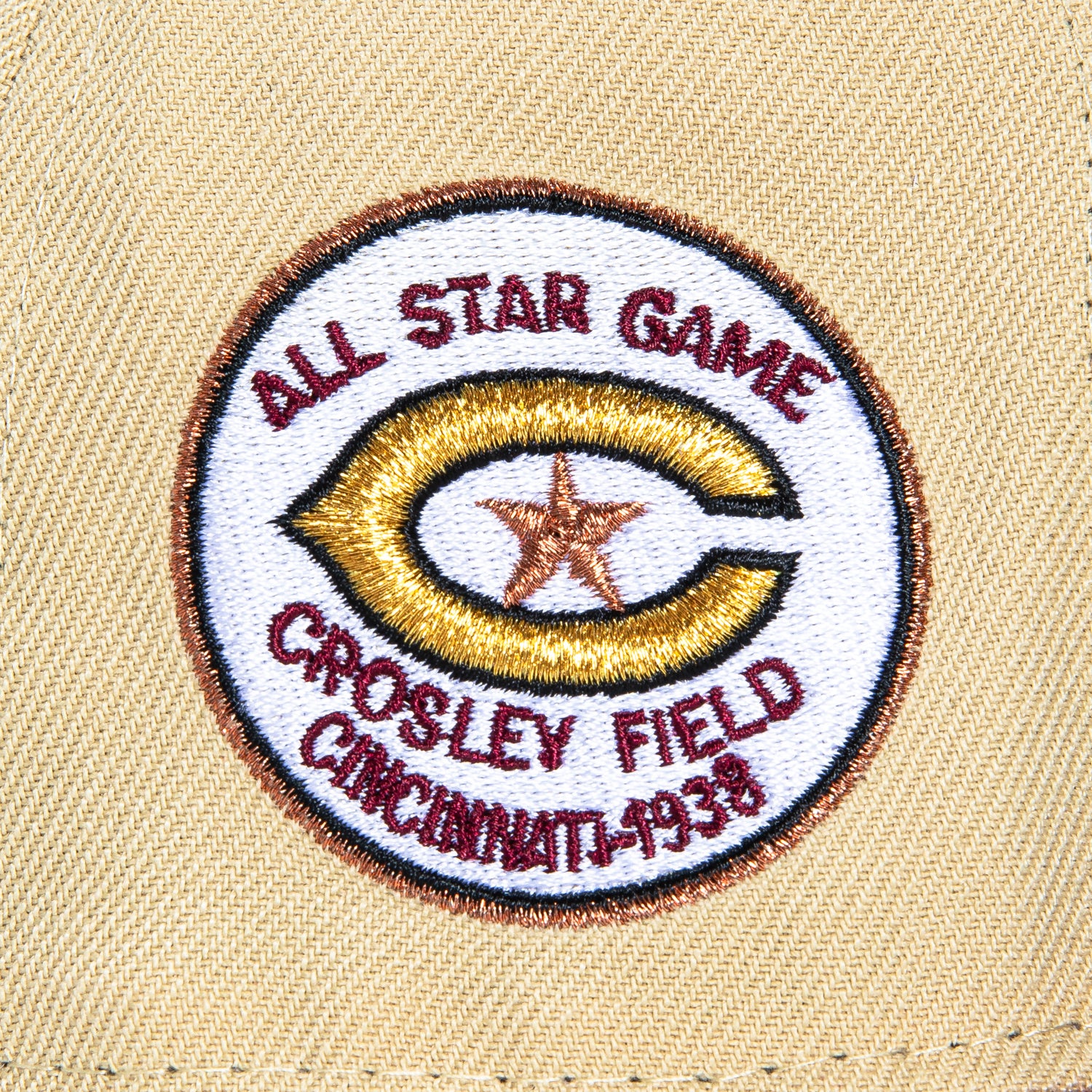 New Era 59Fifty Philadelphia Phillies 1938 All Star Game Patch Script Hat - Tan, Cardinal