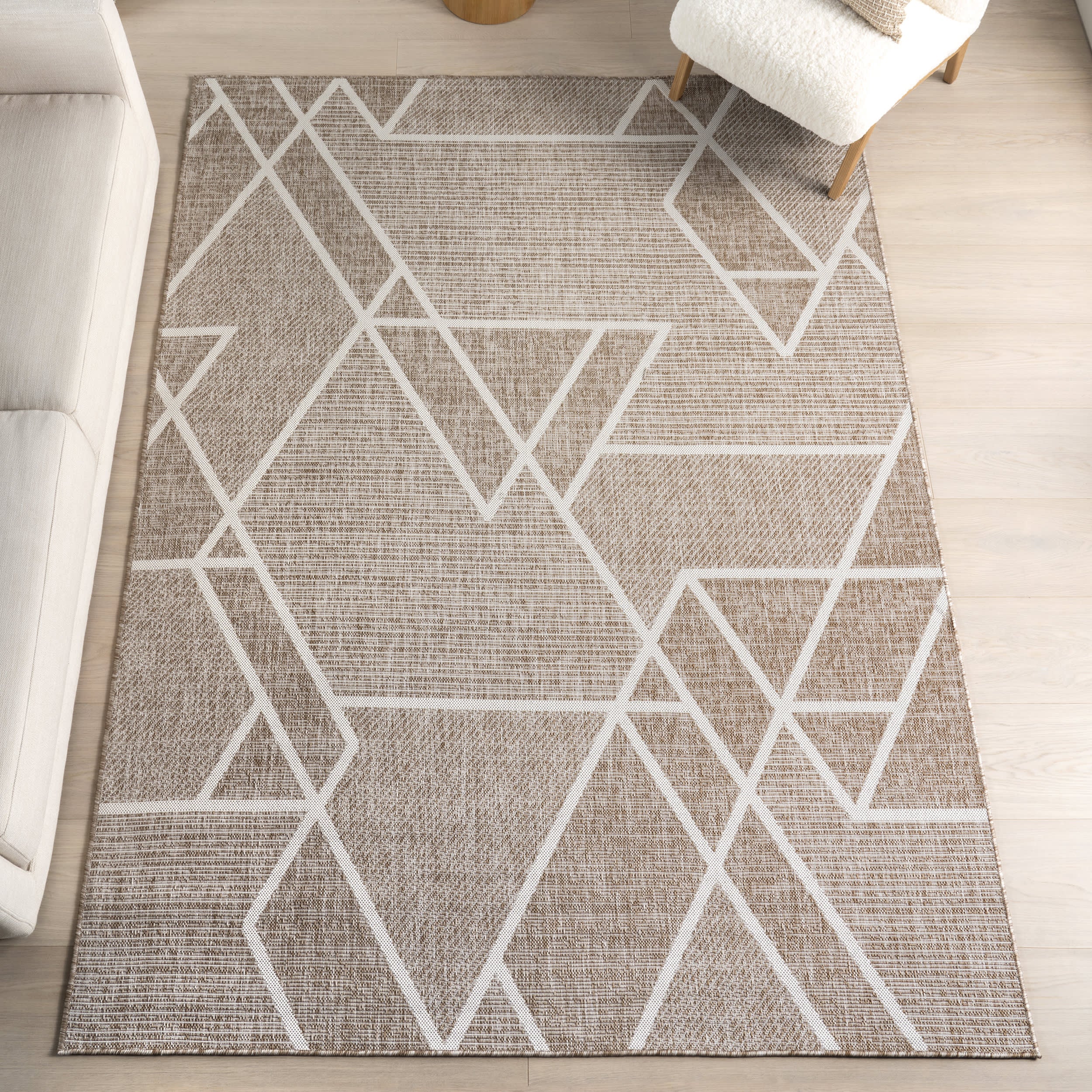 Sarai Geometric Shapes Indoor/Outdoor Rug | Beige