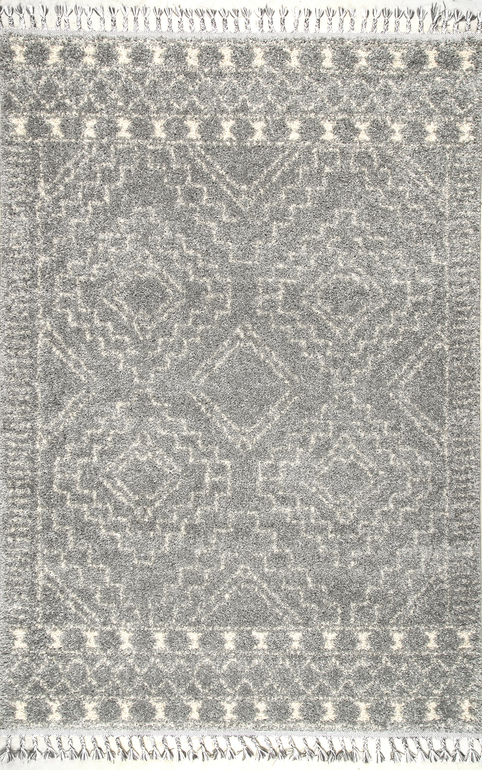 Moroccan Tasseled Rug | Silver