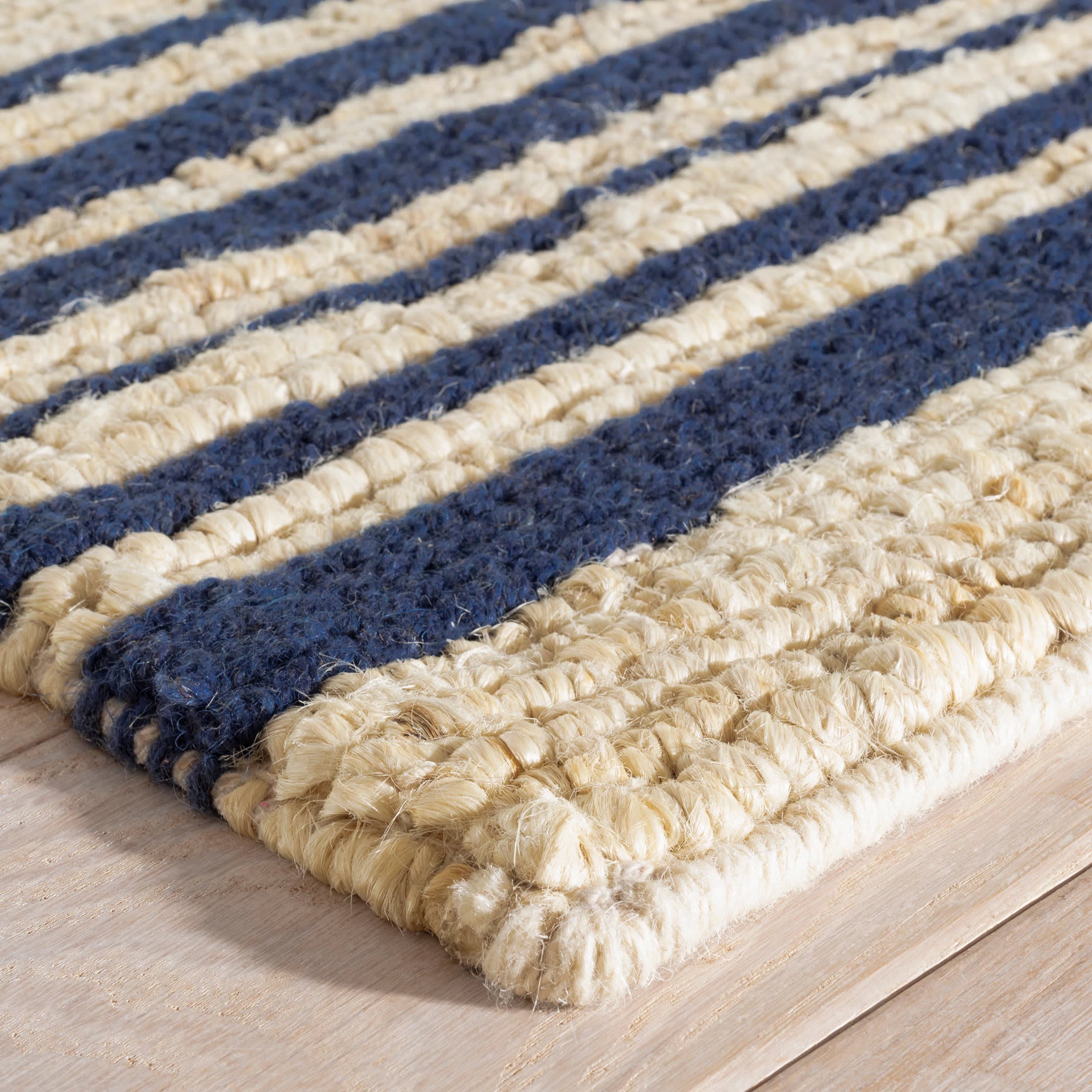 Calder Stripe Navy Handwoven Jute Rug