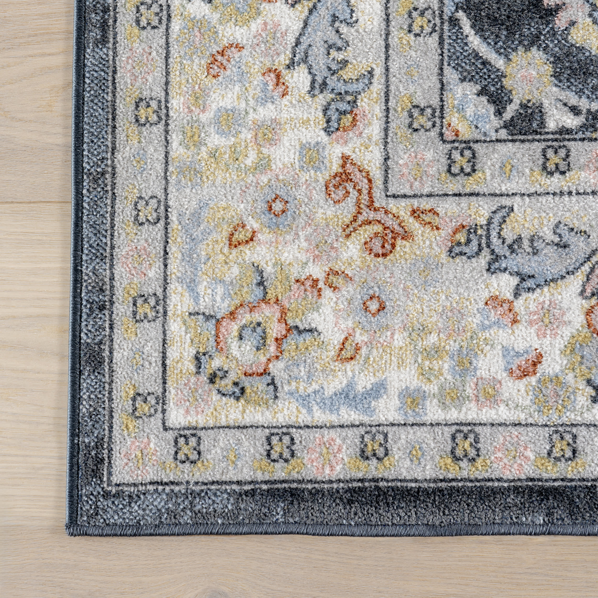 Myla Floral Medallion Washable Rug | Blue