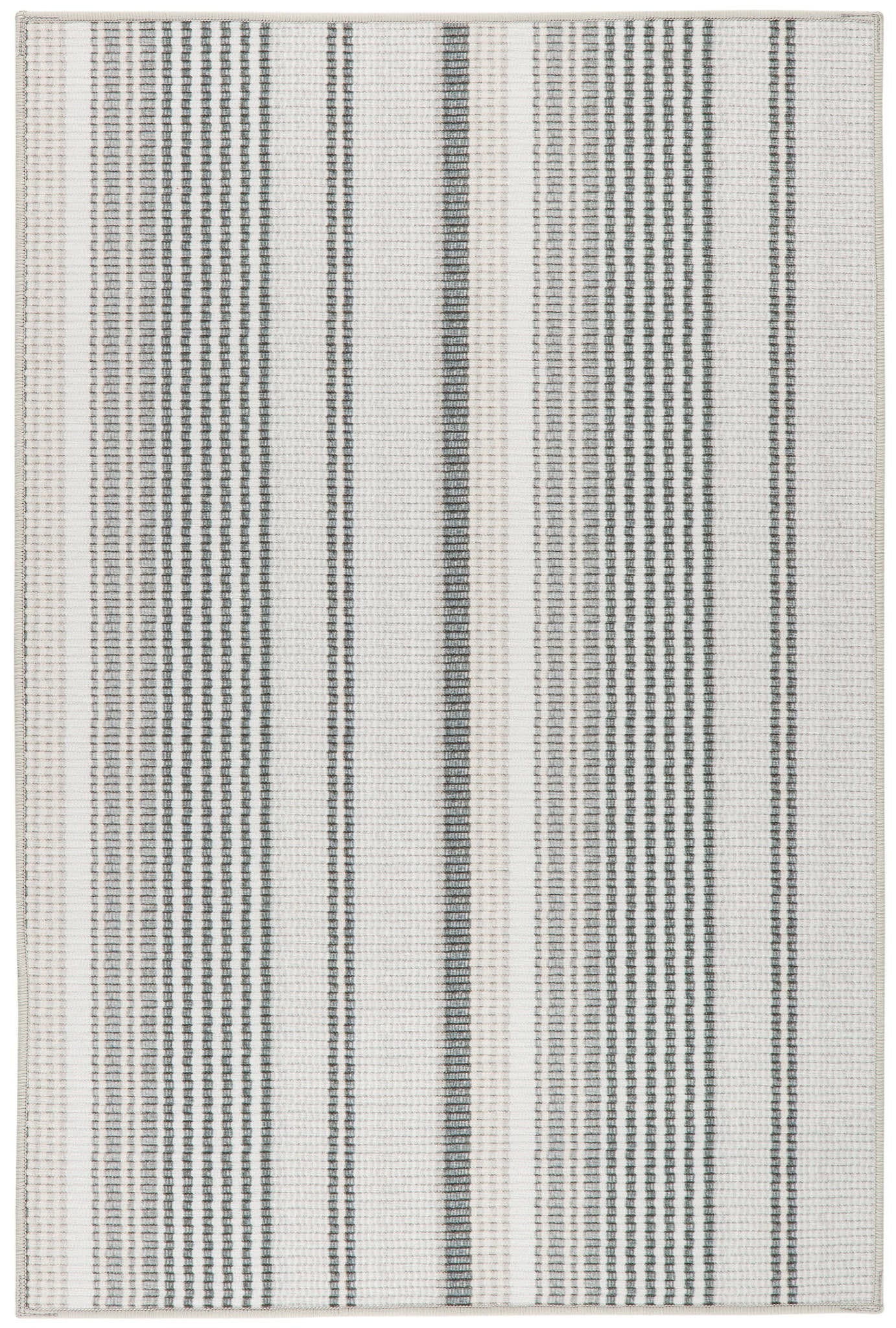 Gradation Ticking Grey Machine Washable Rug