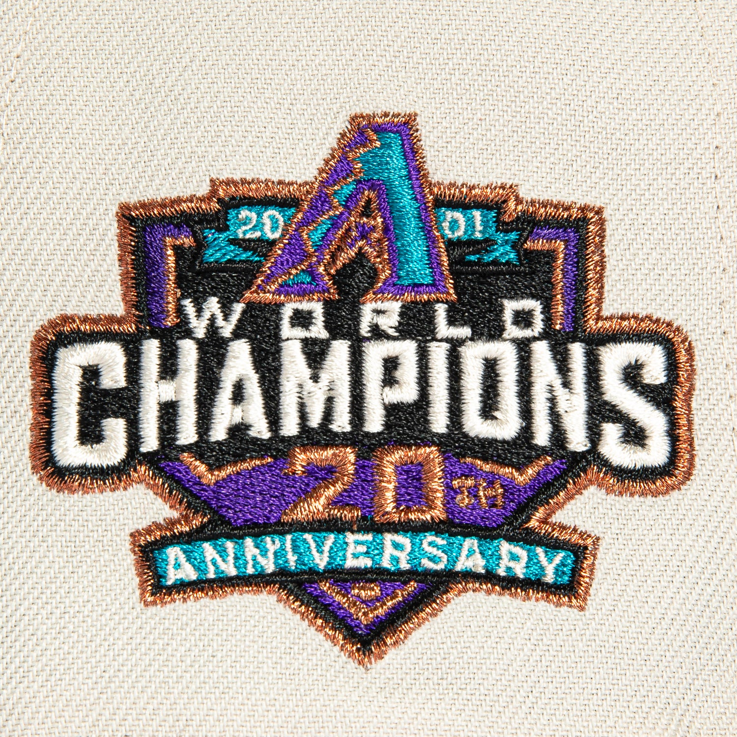 New Era 59Fifty Flawless Script Arizona Diamondbacks 20th Anniversary Champions Patch Hat - Stone, Purple