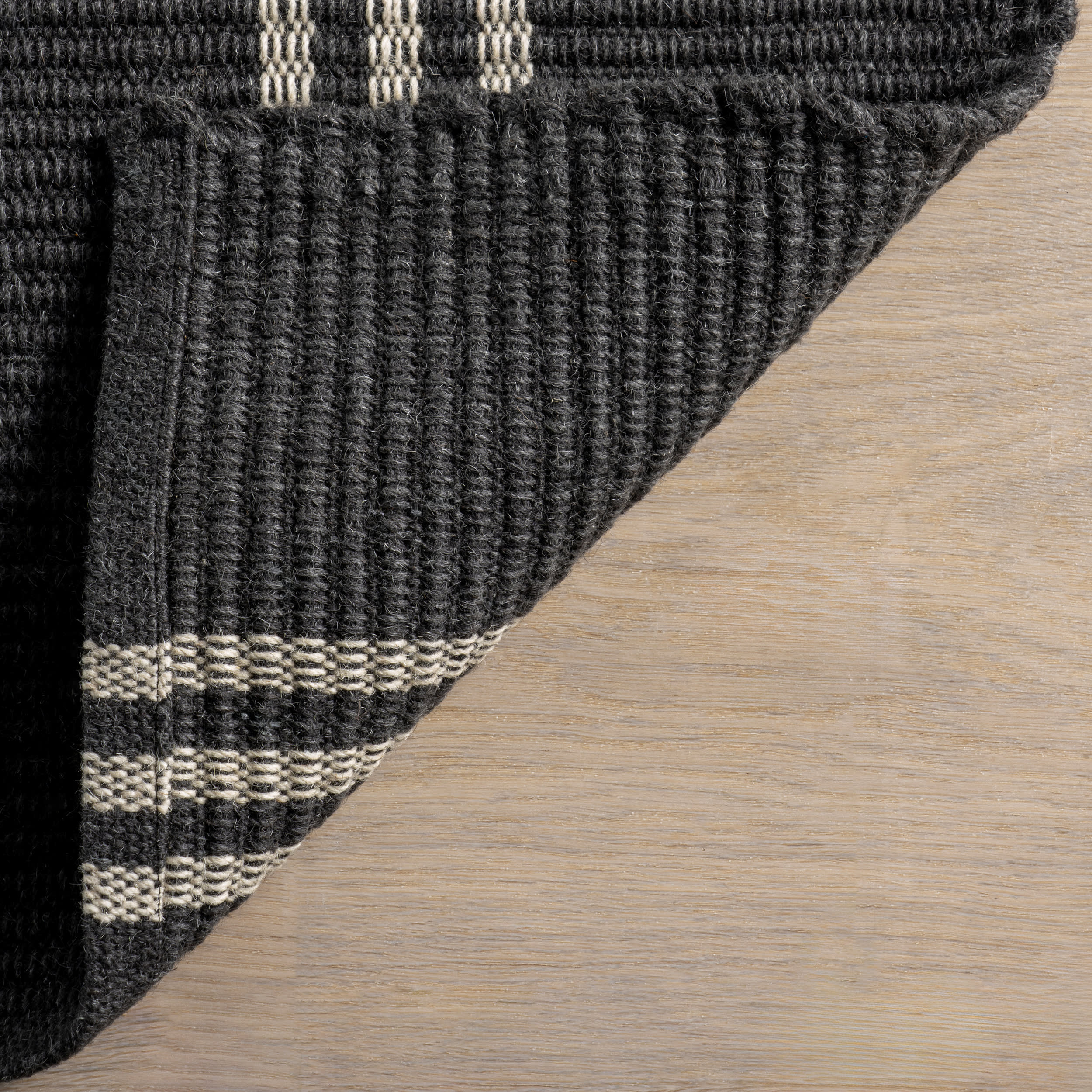 Hawthorn Striped Wool Rug | Charcoal