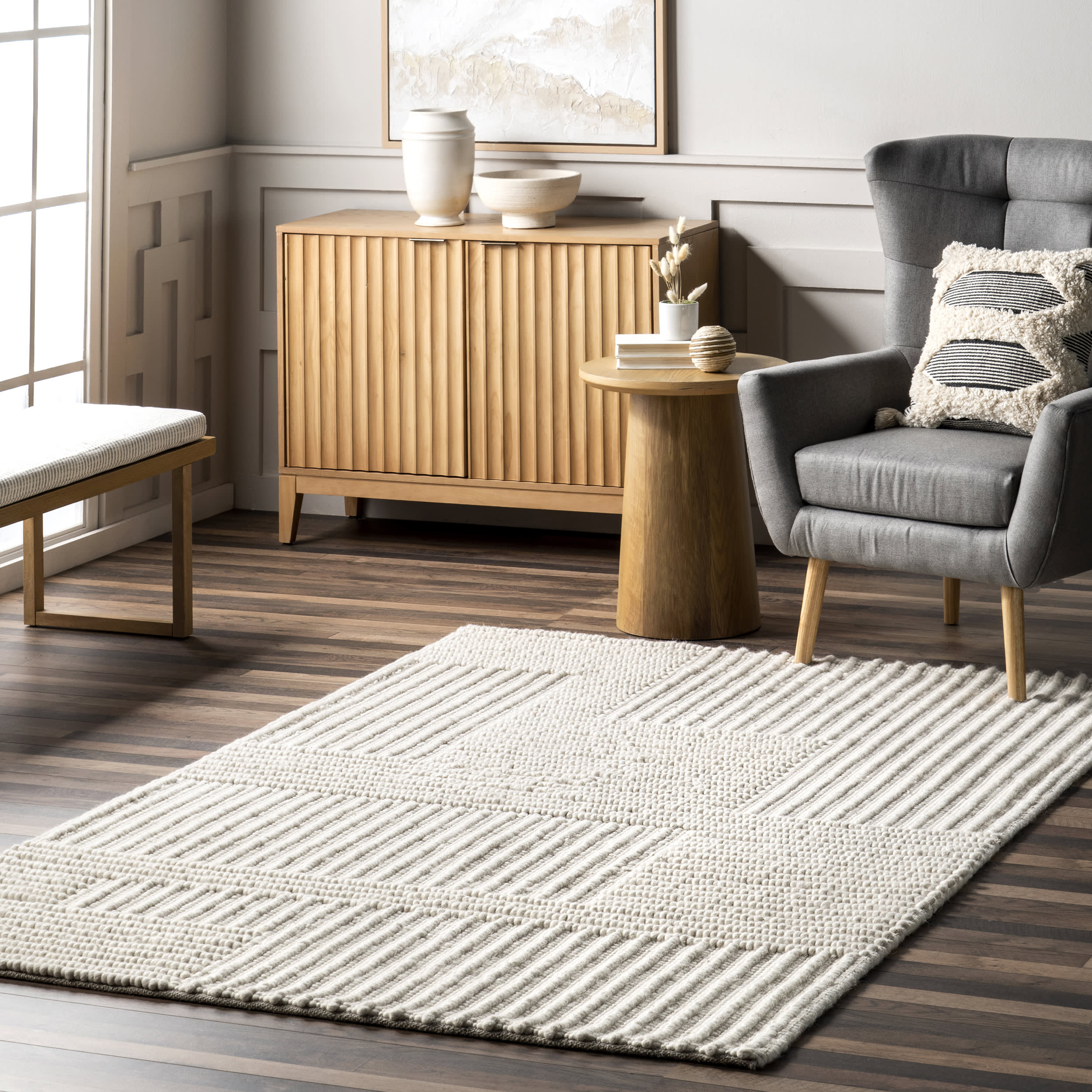 Skye Modern High-Low Rug | Ivory