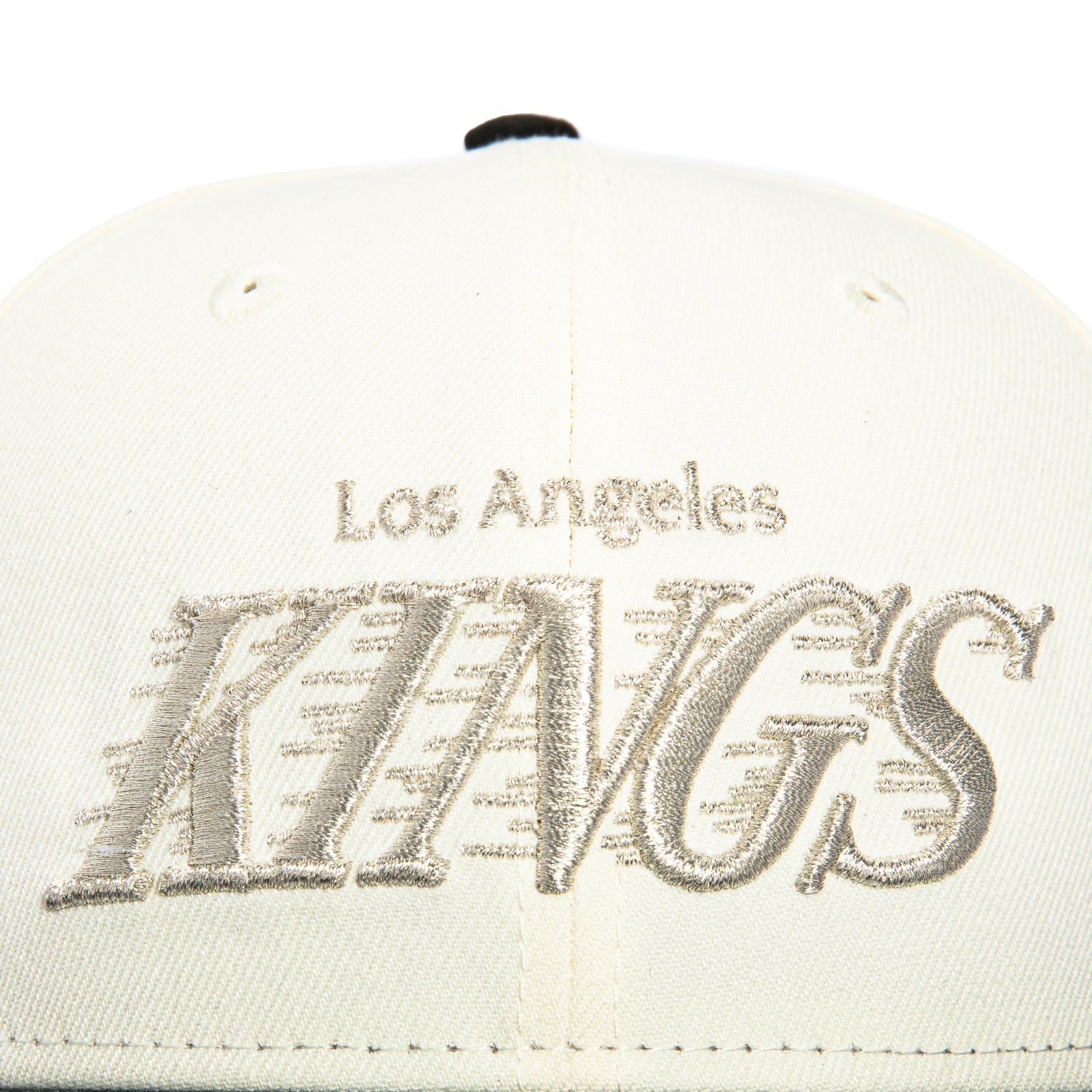 New Era 59Fifty Los Angeles Kings 2014 Stanley Cup Champions Patch Word Hat - White, Black, Metallic Silver