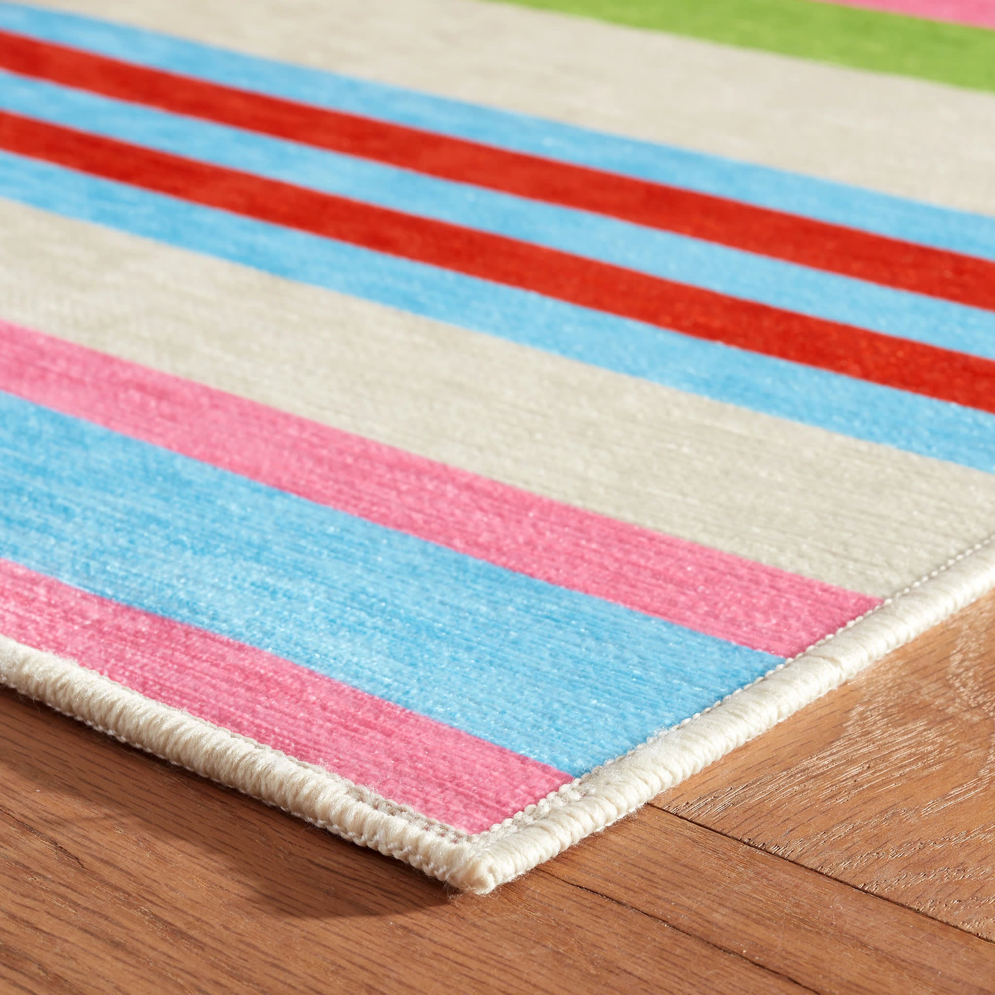 Beach Stripe Multi Machine Washable Rug