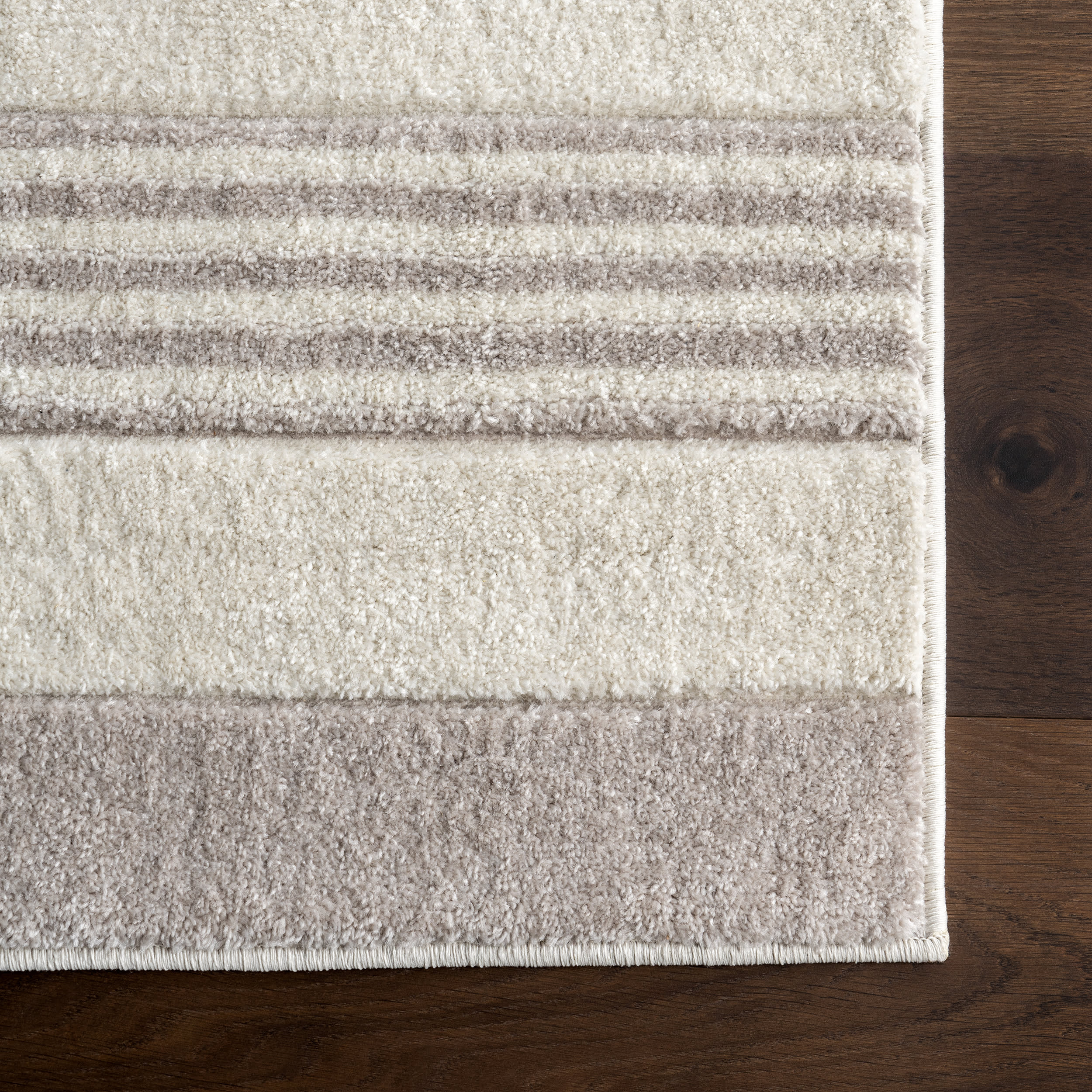 Virgie Classic Striped Rug | Light Grey