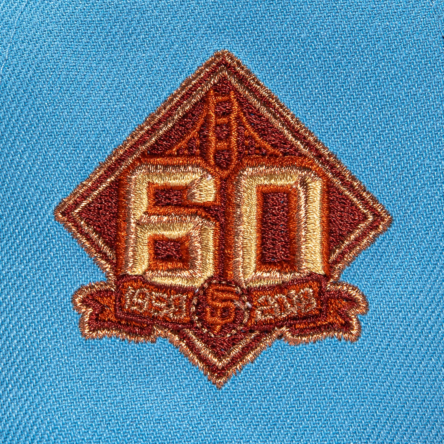 New Era 59Fifty San Francisco Giants 60th Anniversary Patch Script Hat - Light Blue, Burnt Orange, Metallic Copper