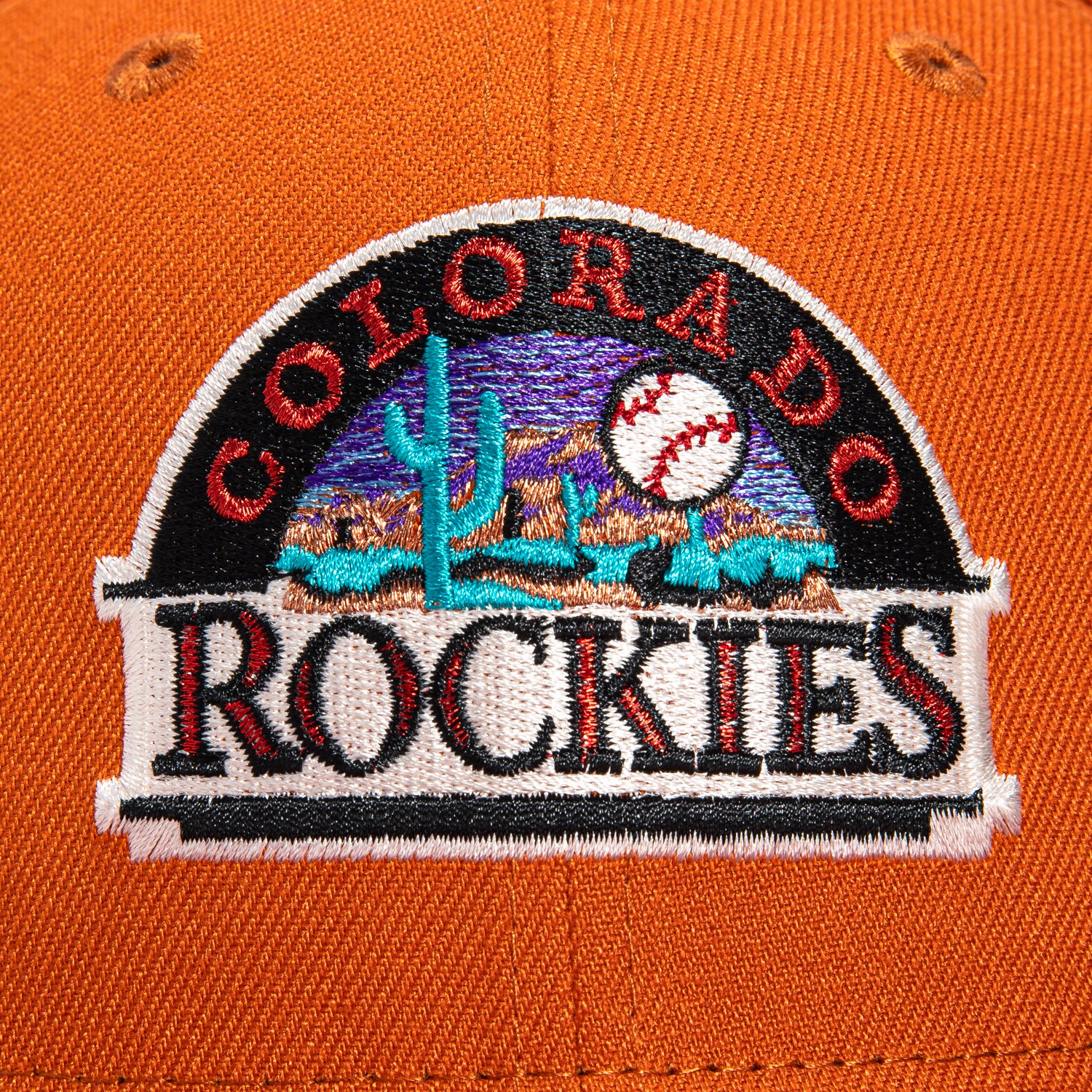 New Era 59Fifty Colorado Rockies 10th Anniversary Patch Alternate Hat - Burnt Orange, Sedona Red, Teal